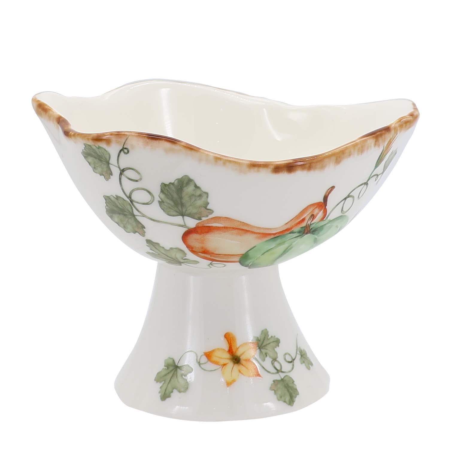 Gilded Harvest Farmhouse Style Ceramic Tableware Set – Hand-Painted Vine Motif with Gold Trim & Organic Shape with 200ml ice cream cup