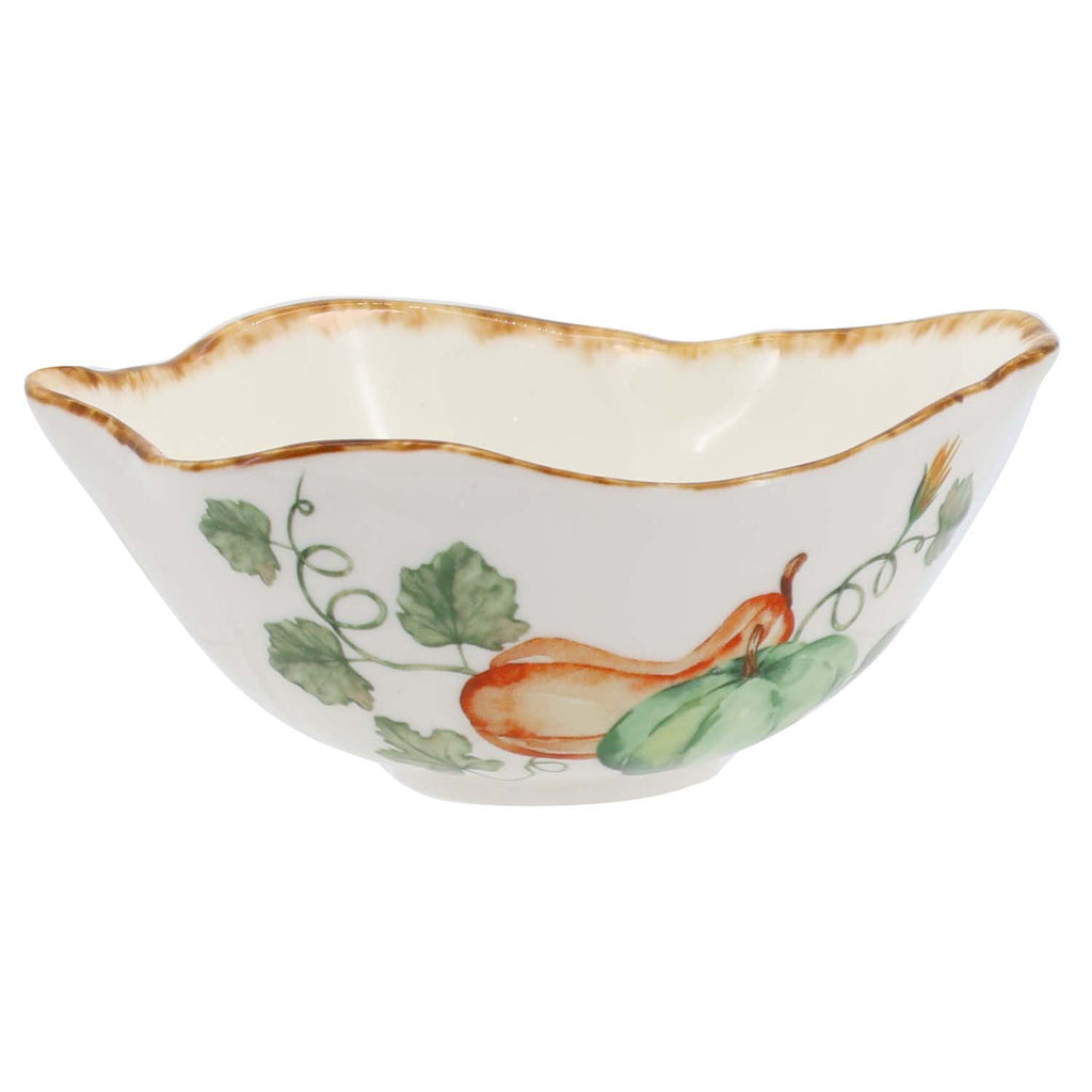 Gilded Harvest Farmhouse Style Ceramic Tableware Set – Hand-Painted Vine Motif with Gold Trim & Organic Shape with 4.5-inch bowl pattern 3