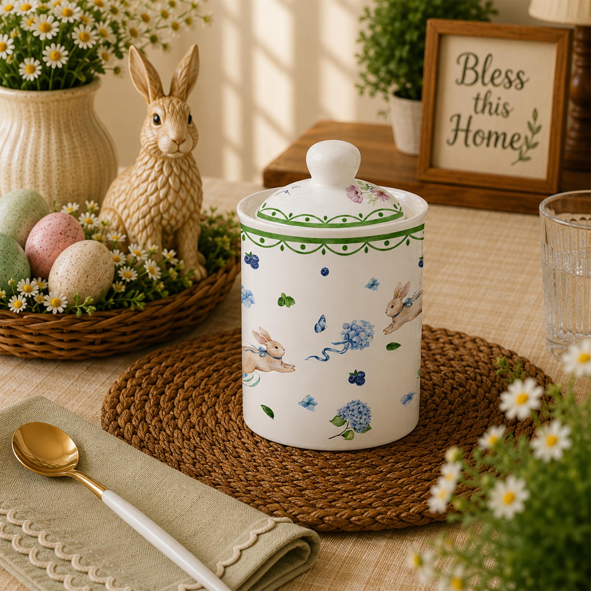 Donglin Homeware Easter Bunny Garden Collection Canister 800ml