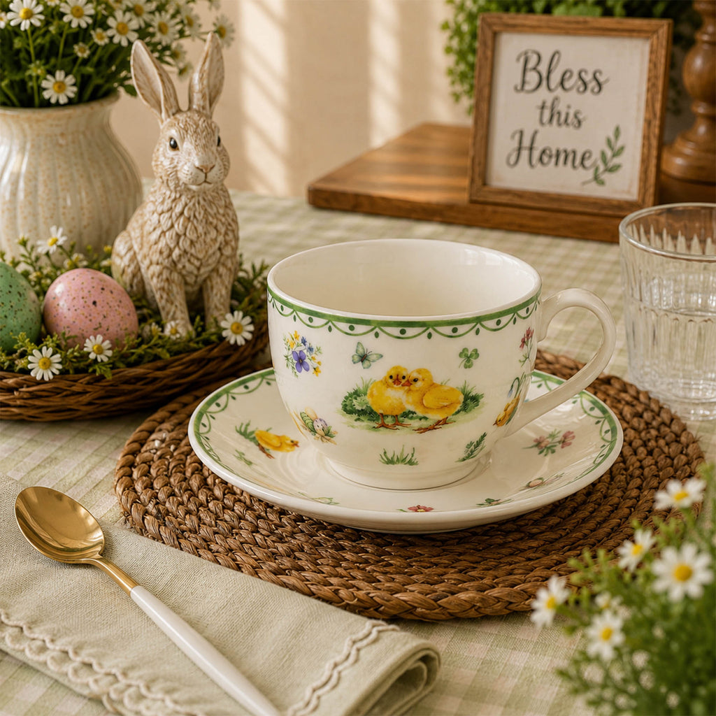 Donglin Homeware Easter Bunny Garden Collection Cup and Saucer 240cc
