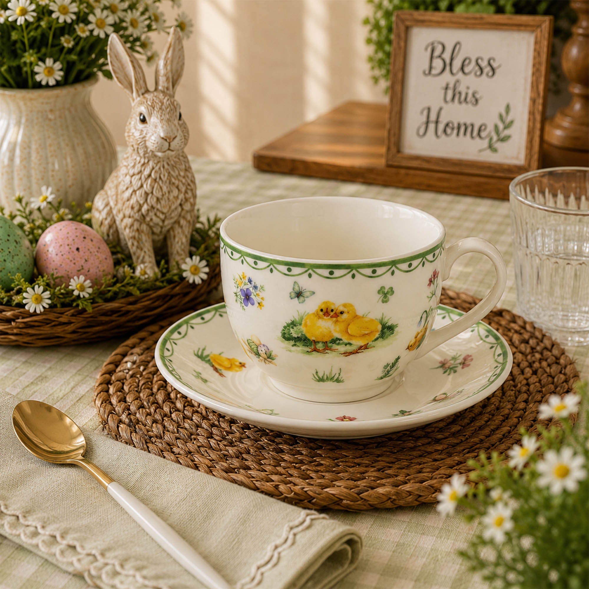 Donglin Homeware Easter Bunny Garden Collection Cup and Saucer 240cc