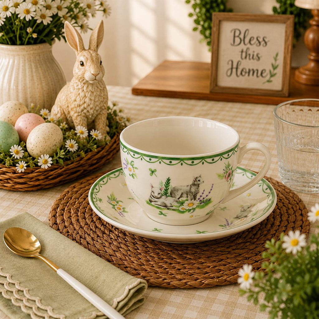Donglin Homeware Easter Bunny Garden Collection Cup and Saucer 240cc
