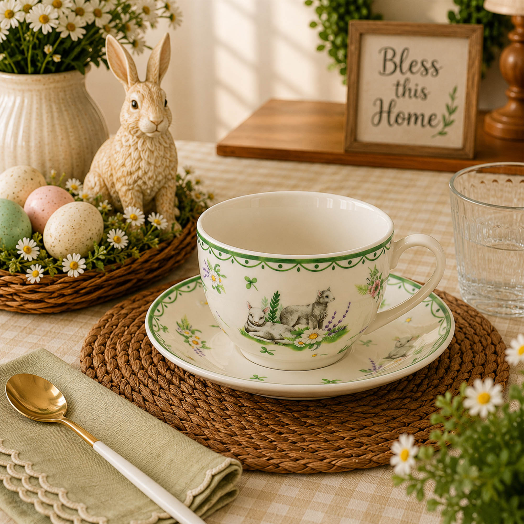Donglin Homeware Easter Bunny Garden Collection Cup and Saucer 240cc