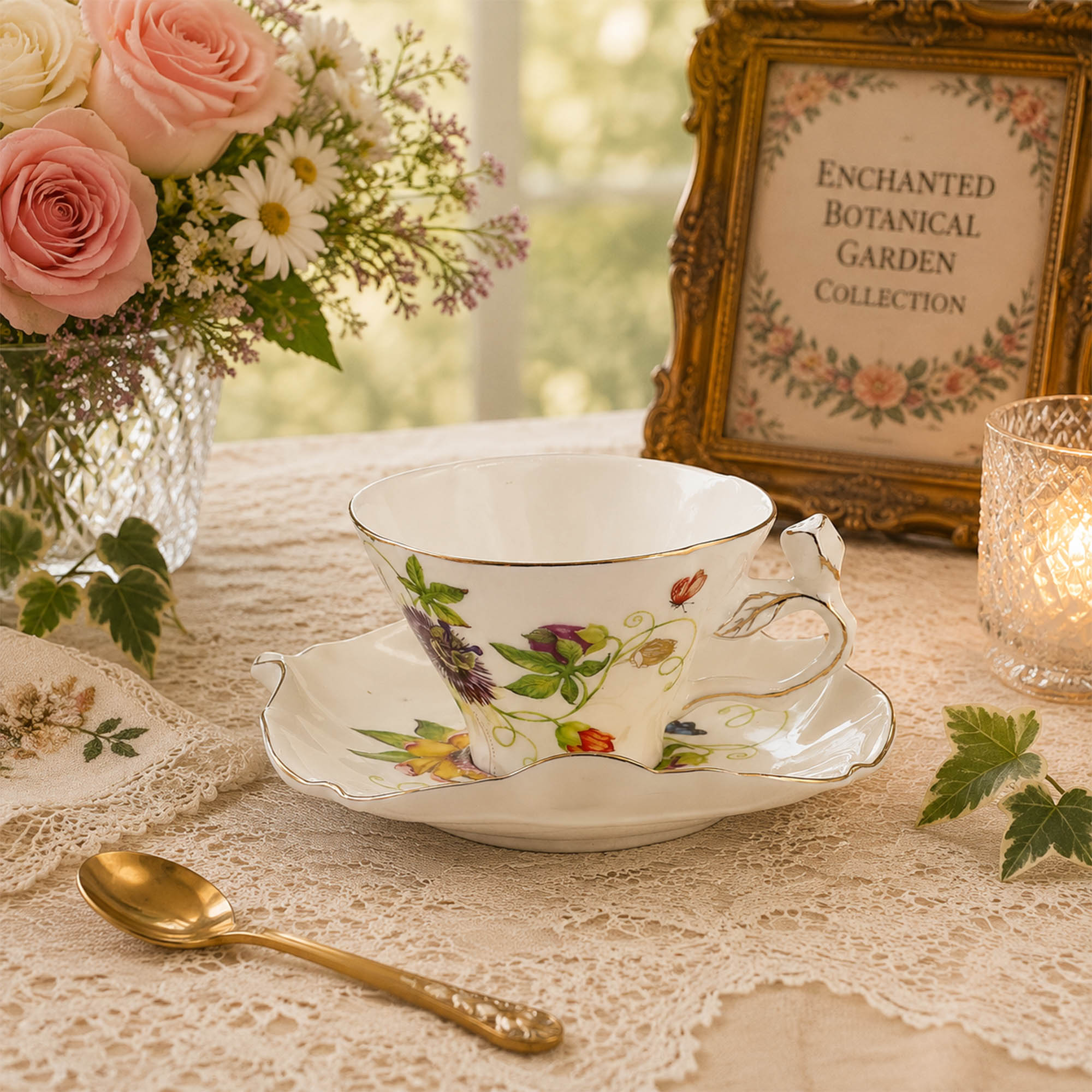 Donglin Homeware Enchanted Botanical Garden Collection Cup and Saucer 150cc