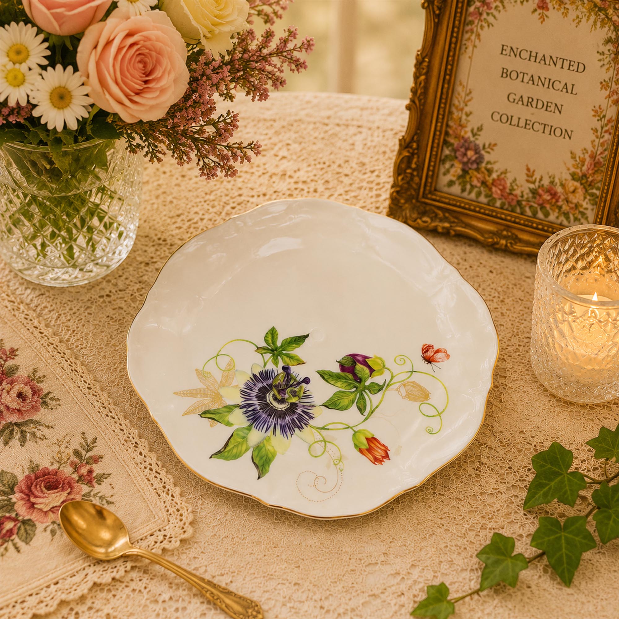 Donglin Homeware Enchanted Botanical Garden Collection Dessert Plate 8.5-inch