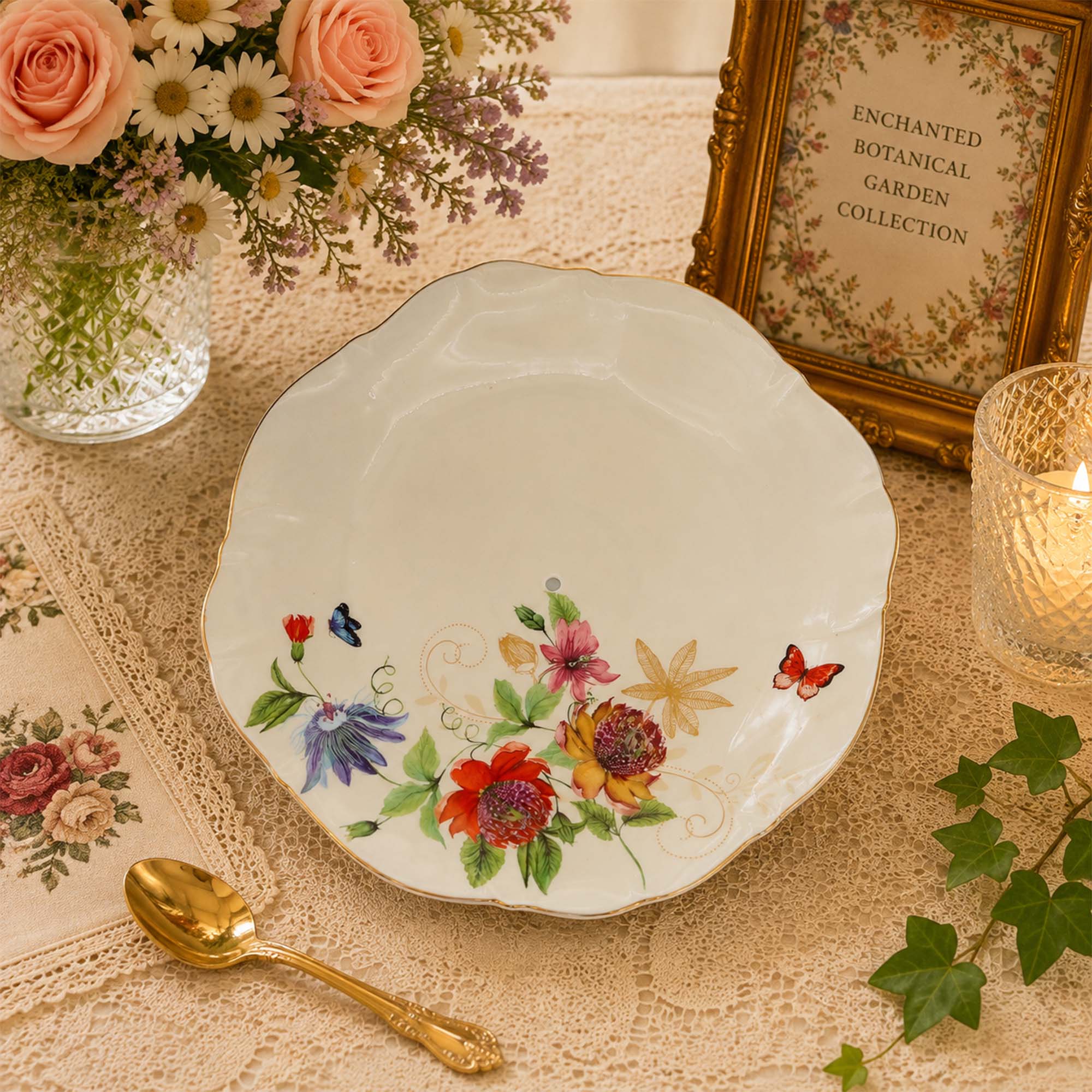 Donglin Homeware Enchanted Botanical Garden Collection Dinner Plate 11-inch