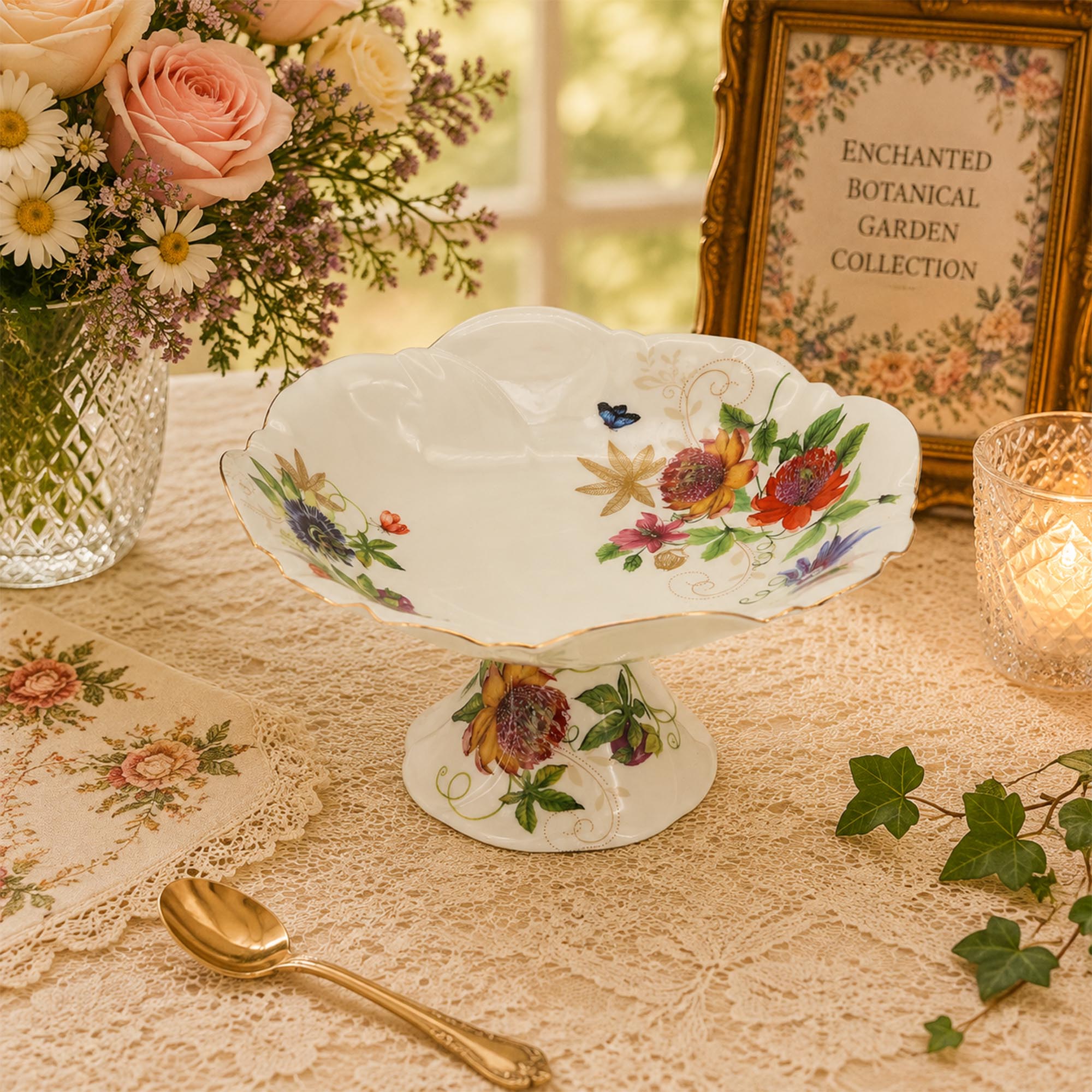 Donglin Homeware Enchanted Botanical Garden Collection Fruit Bowl 11.75-inch