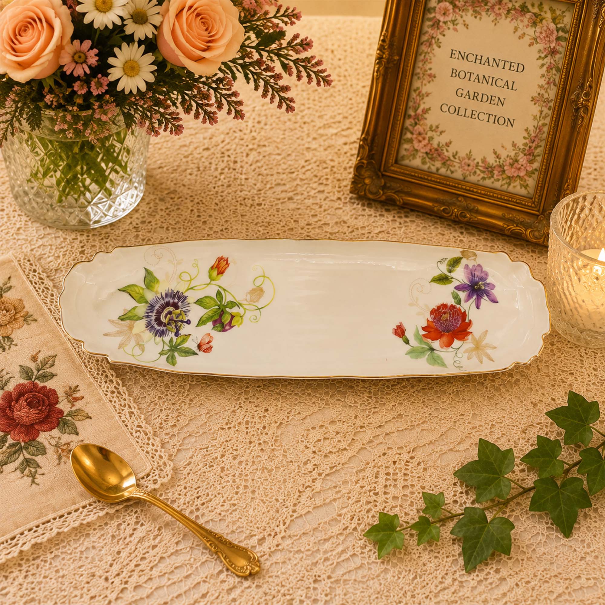 Donglin Homeware Enchanted Botanical Garden Collection Tray 43cm