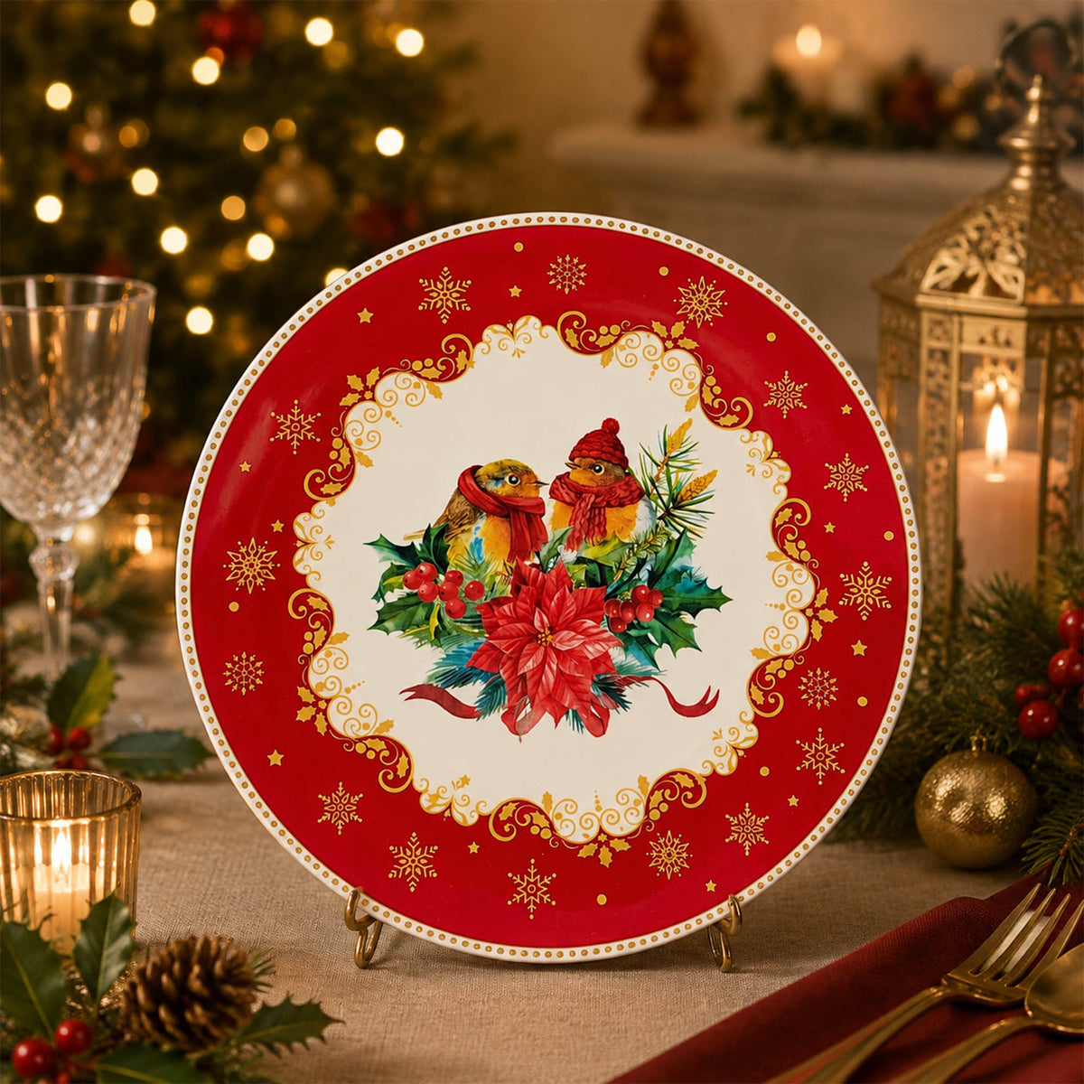 Donglin Homeware Festive Woodland Collection Dessert Plate 8-inch