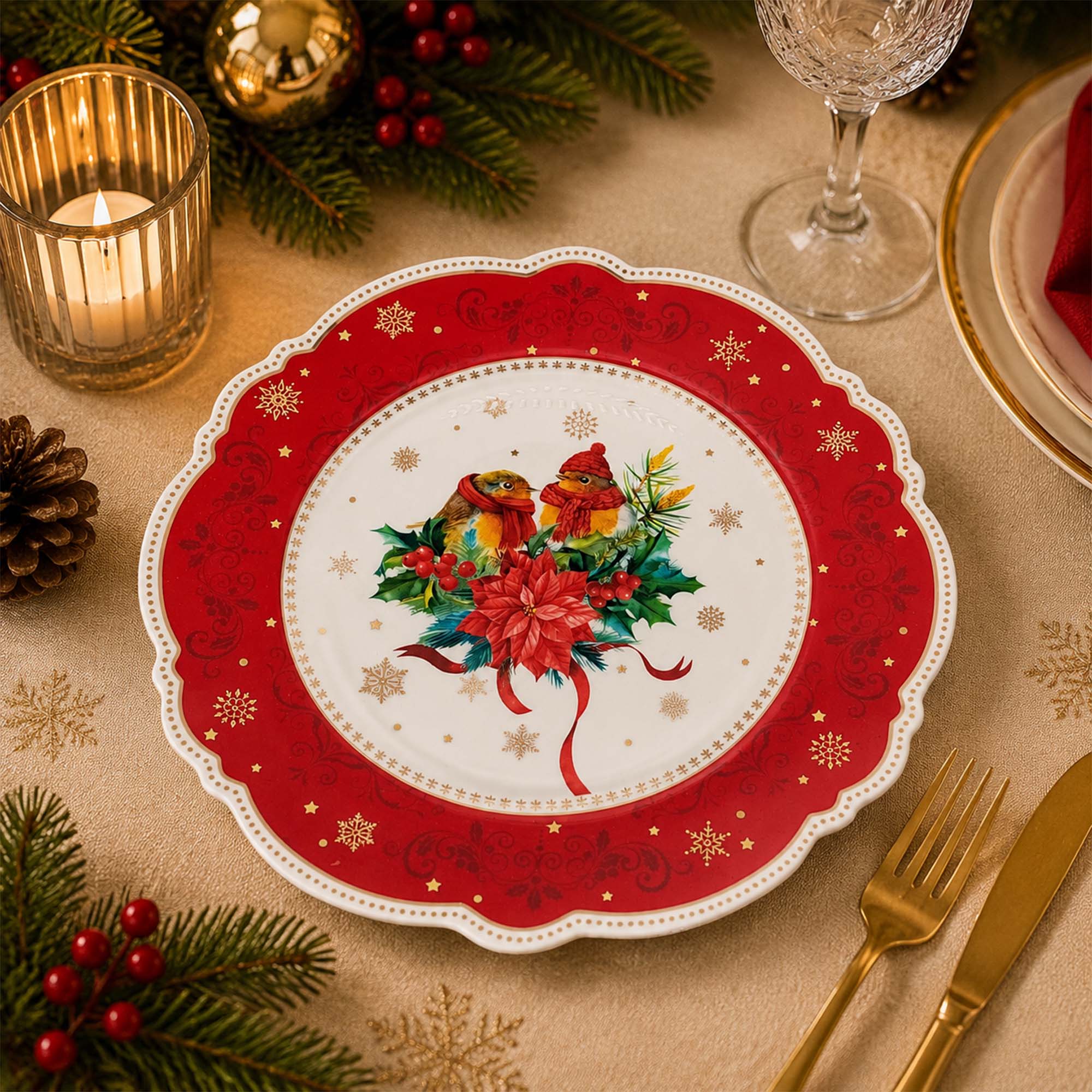 Donglin Homeware Festive Woodland Collection Dinner Plate 10.75-inch