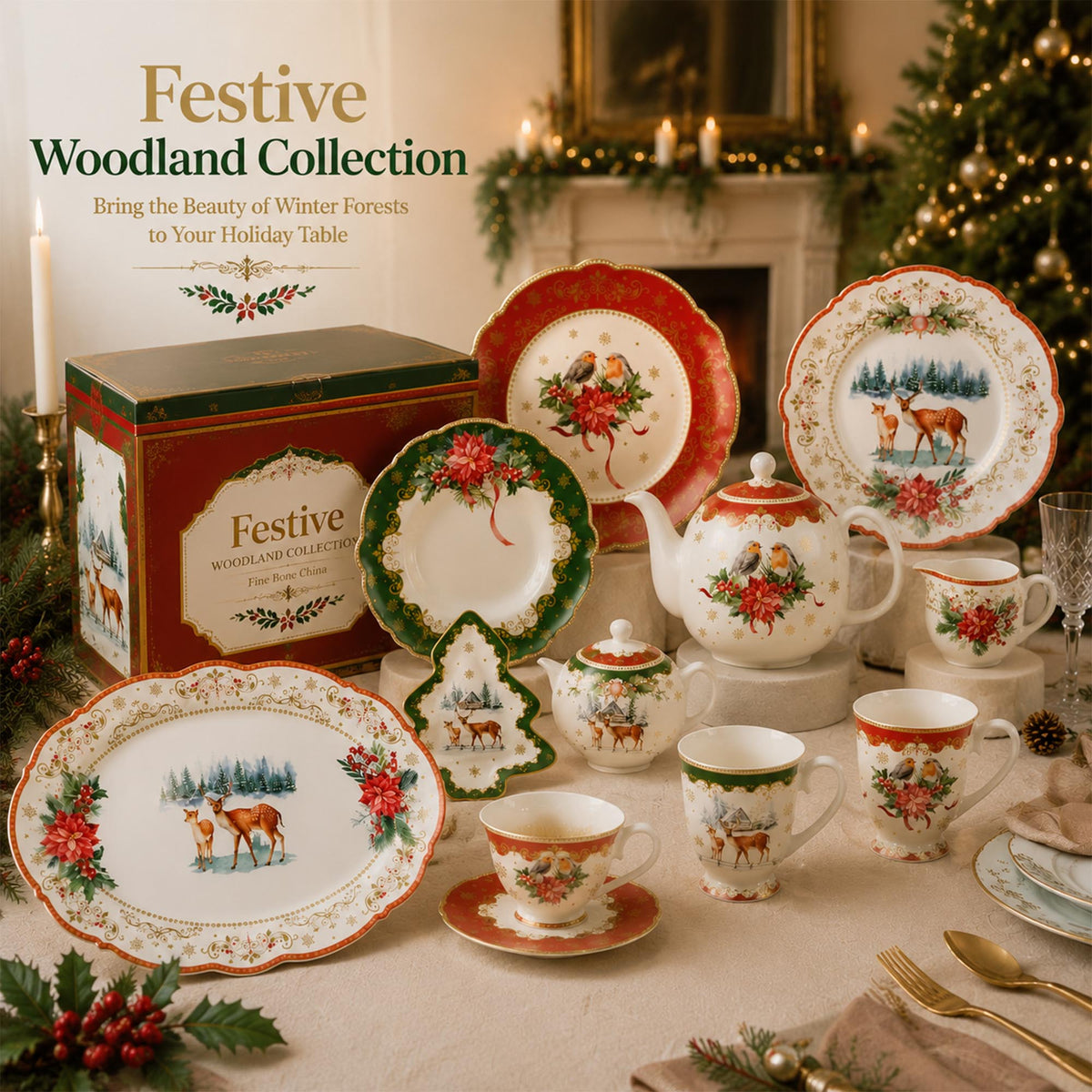 Donglin Homeware Festive Woodland Collection Package 2