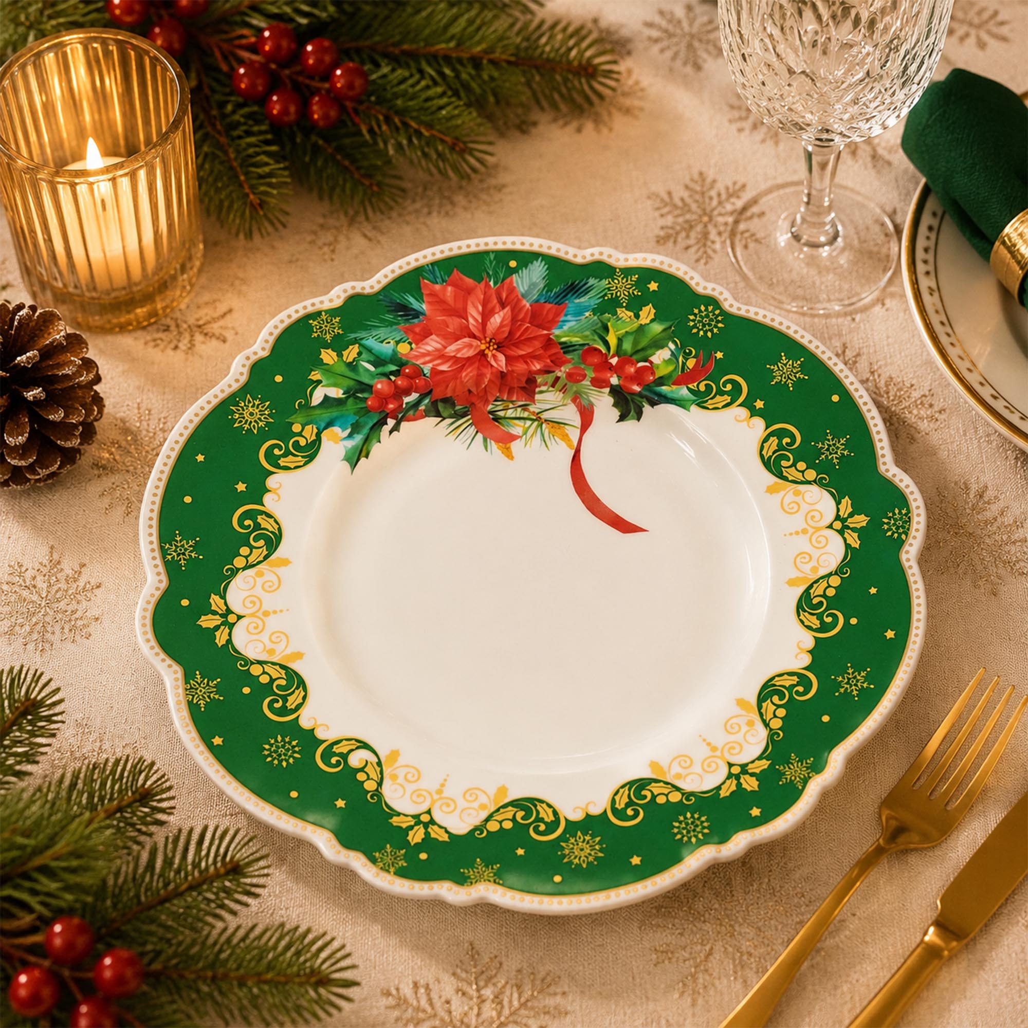 Donglin Homeware Festive Woodland Collection Soup Plate 9.25-inch