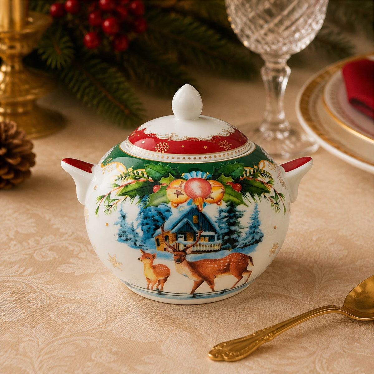 Donglin Homeware Festive Woodland Collection Storage Sugar Pot 360cc
