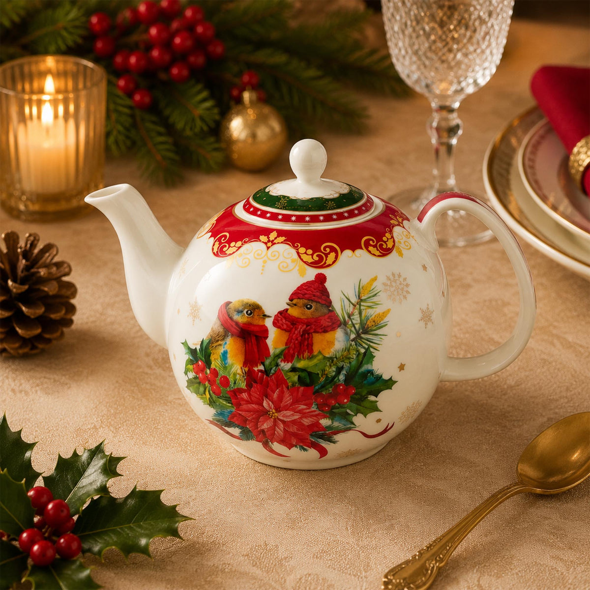 Donglin Homeware Festive Woodland Collection Storage Teapot 1200cc