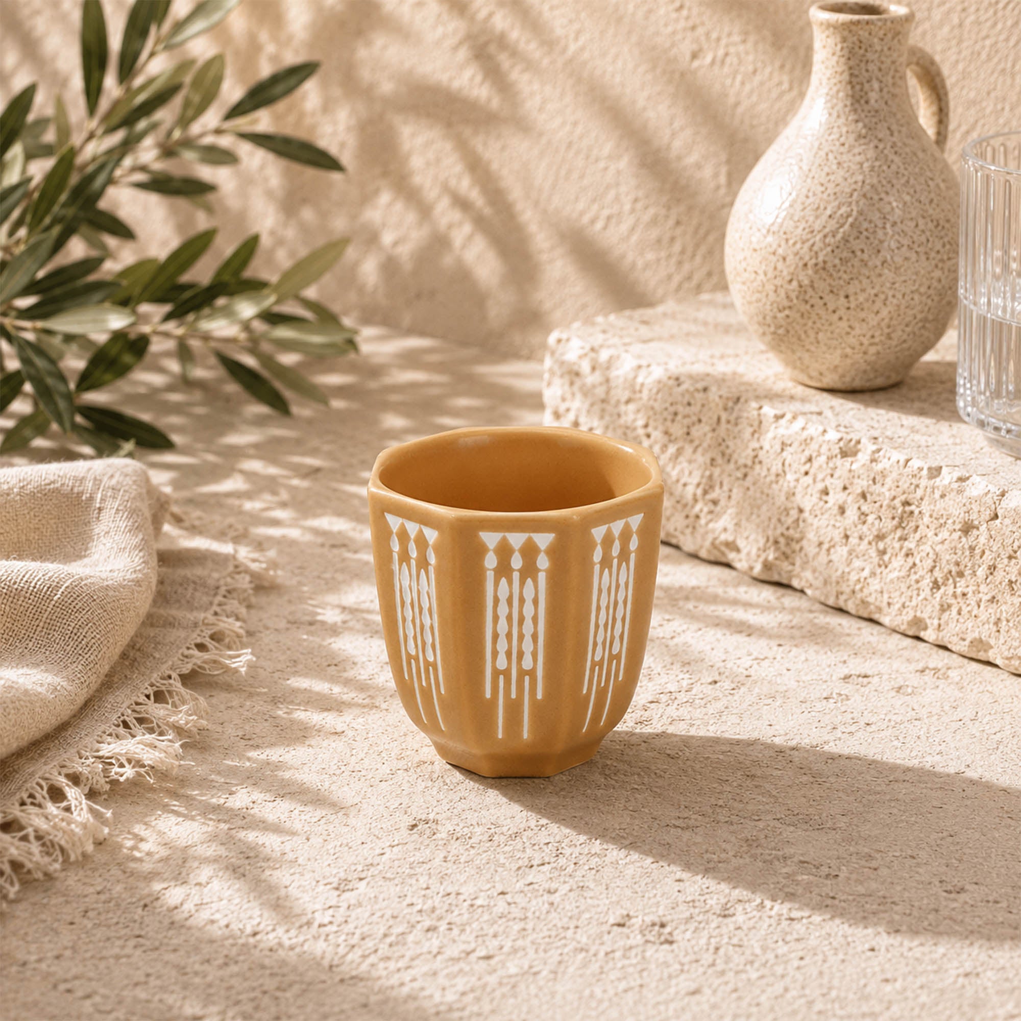 Donglin Homeware Geometric Tassel Laser Engraved Colored Glaze - Gahwa Cup 80cc