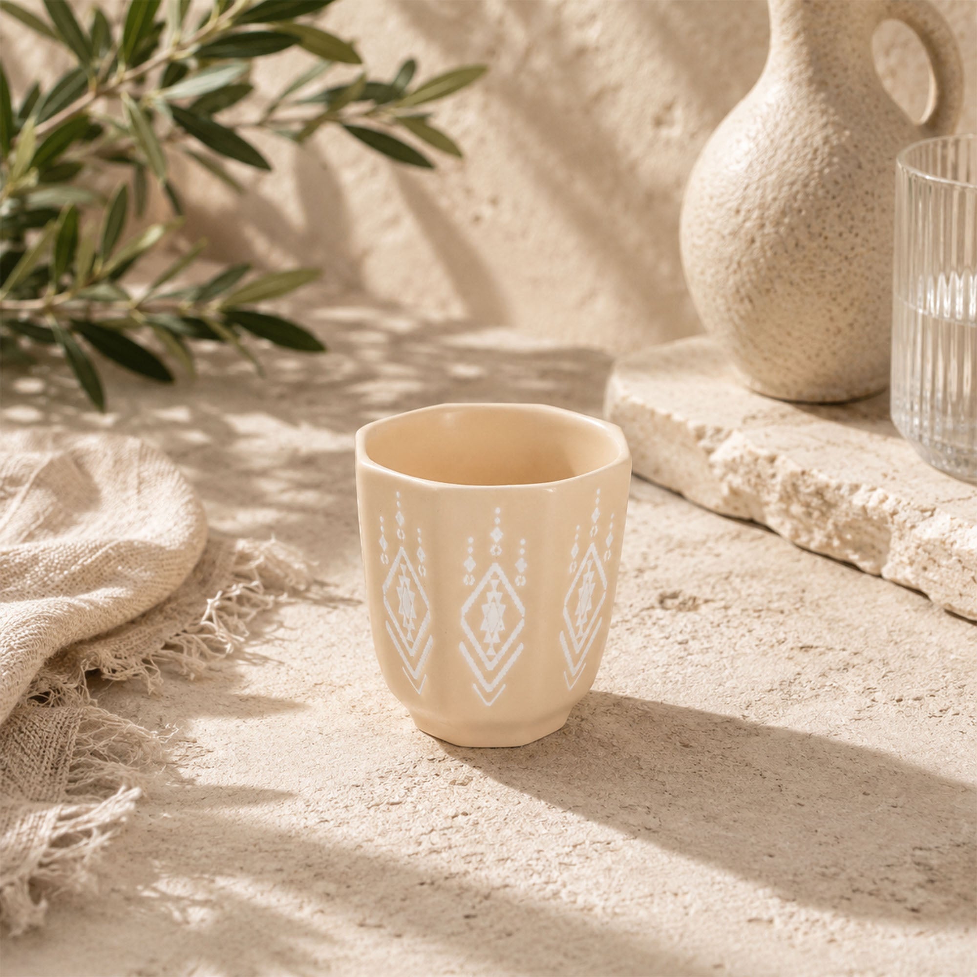 Donglin Homeware Geometric Tribal Laser Engraved Colored Glaze -  Kahwa Cup 80cc