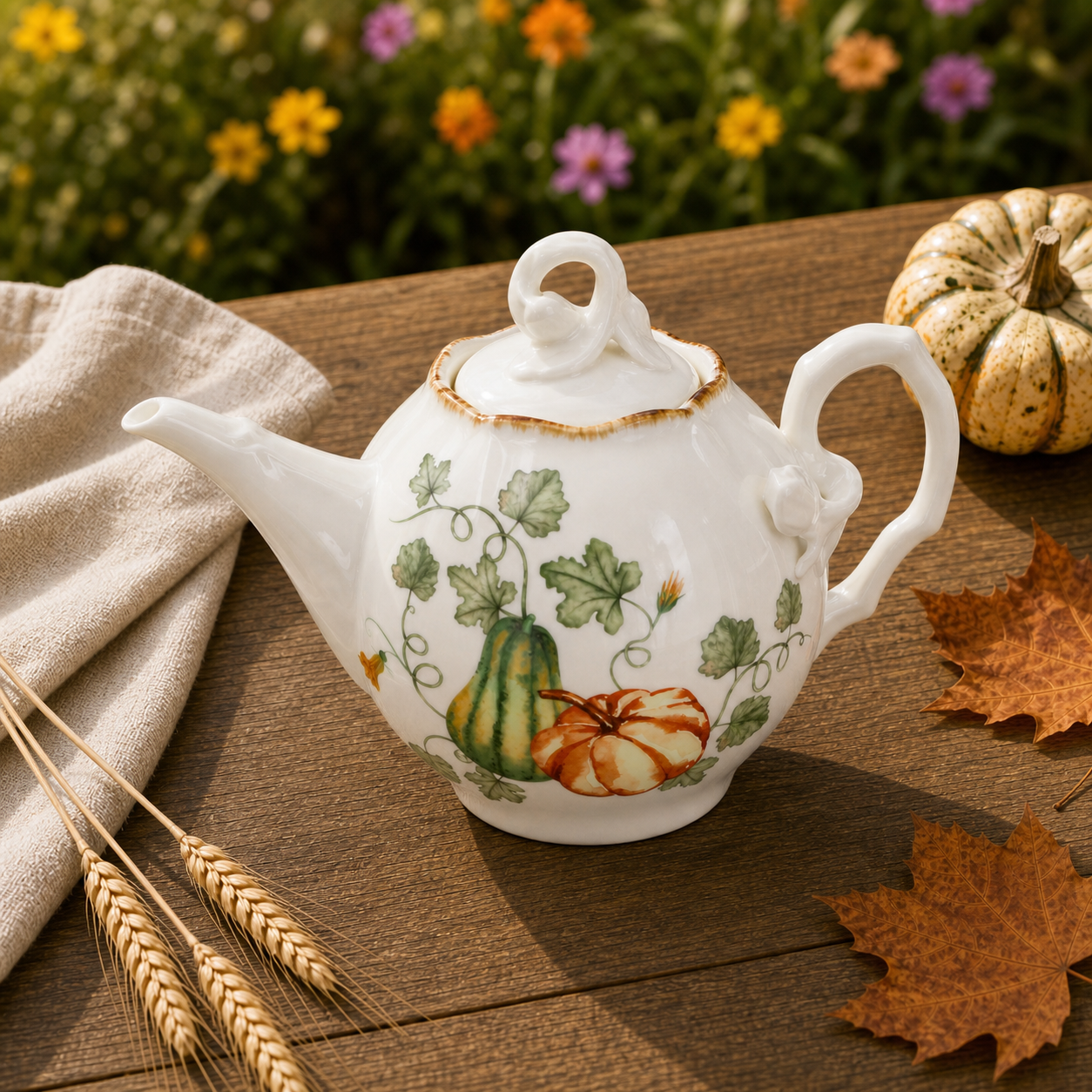Donglin Homeware Gilded Harvest - Nature Style Ceramic Teapot 1000cc