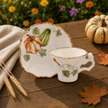 Donglin Homeware Gilded Harvest - Nature Style Ceramic Cup and Saucer 150cc