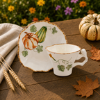 Donglin Homeware Gilded Harvest - Nature Style Ceramic Cup and Saucer 150cc