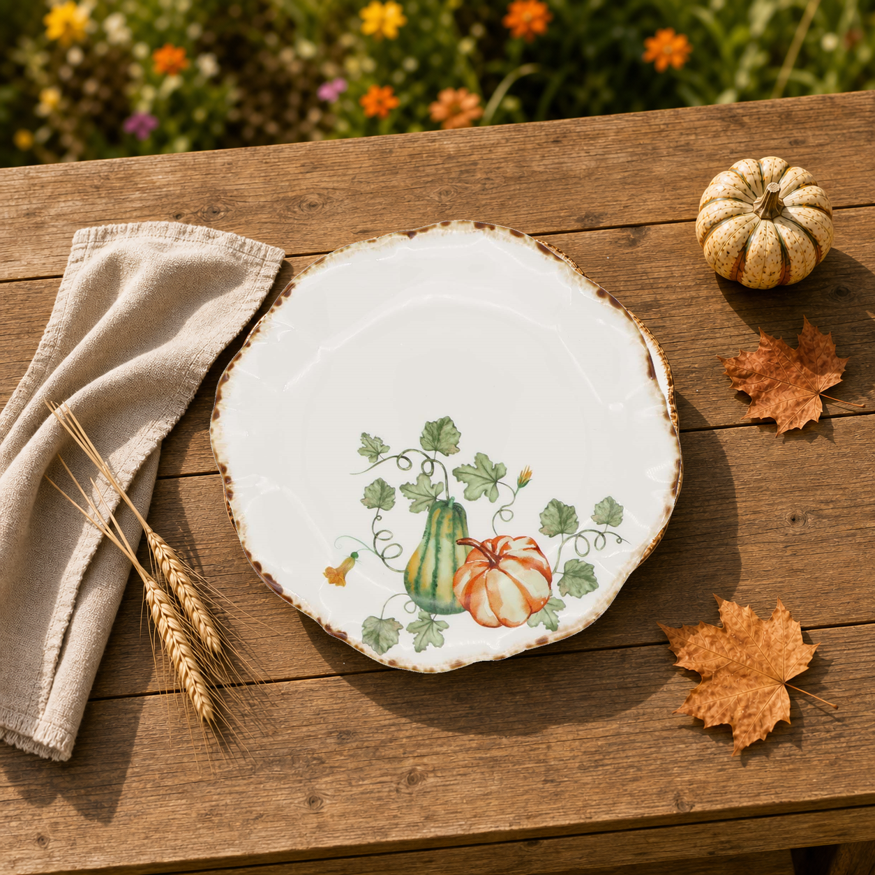 Donglin Homeware Gilded Harvest - Nature Style Ceramic Dessert Plate 8.5-inch
