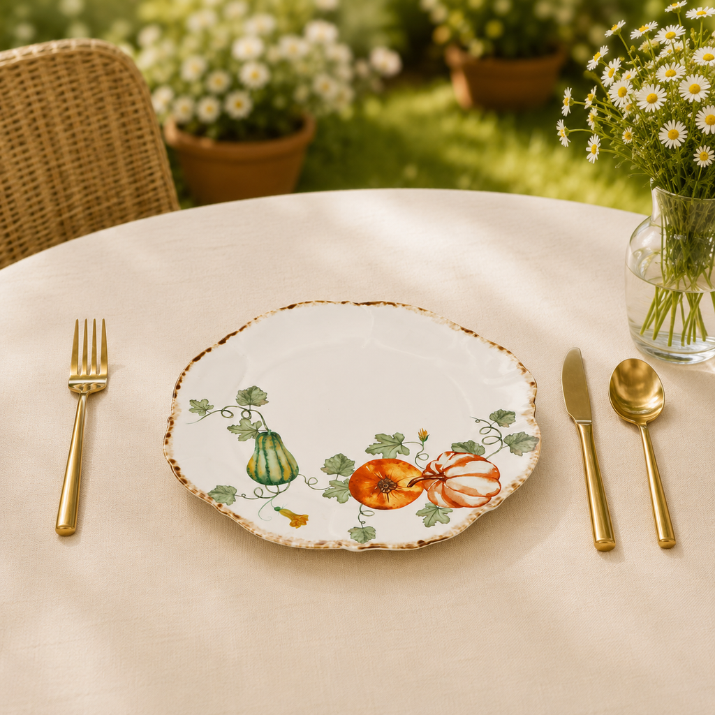 Donglin Homeware Gilded Harvest - Nature Style Ceramic Dinner Plate 11-inch