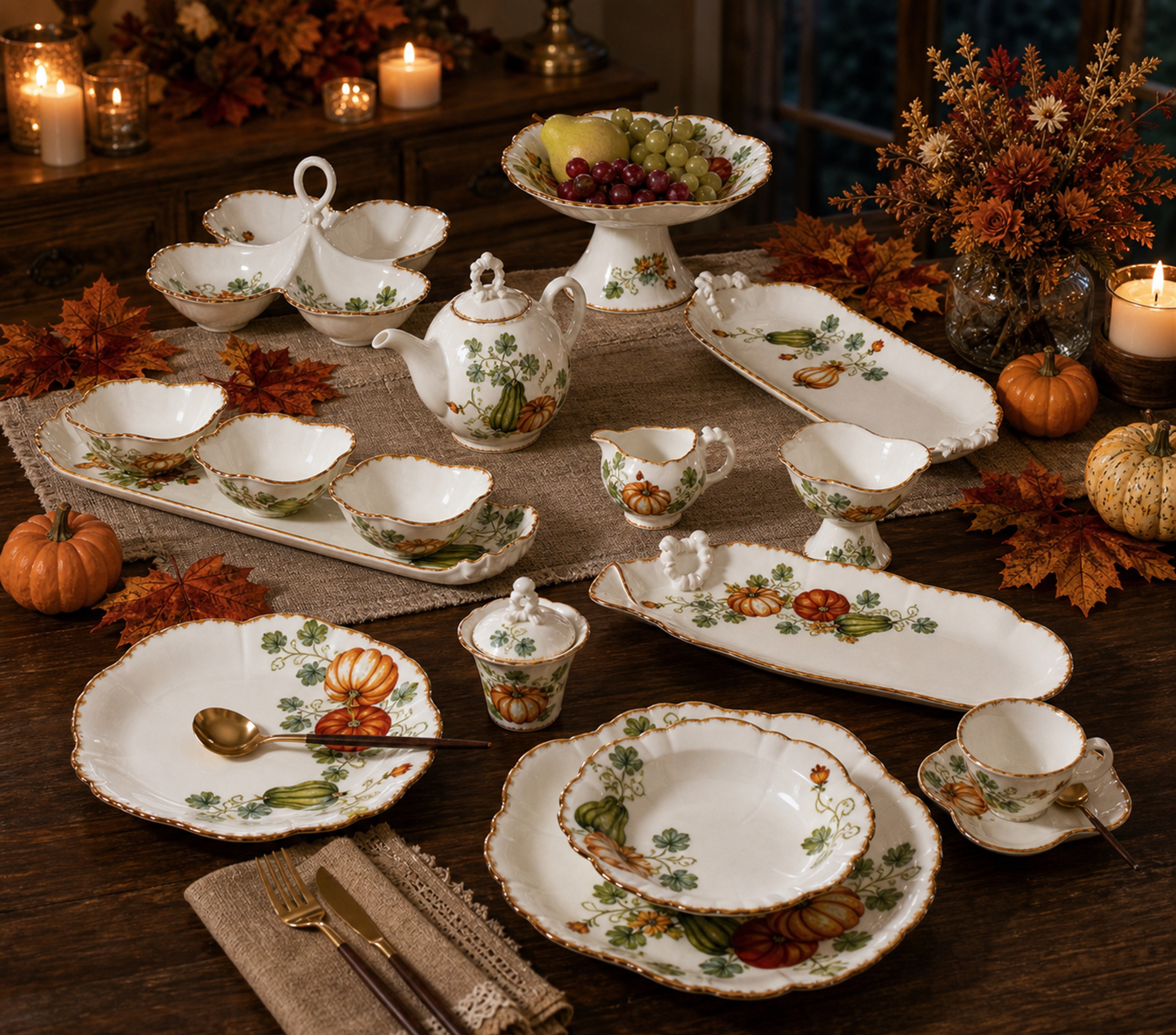 Donglin Homeware Gilded Harvest - Nature Style Ceramic Dinnerware Set