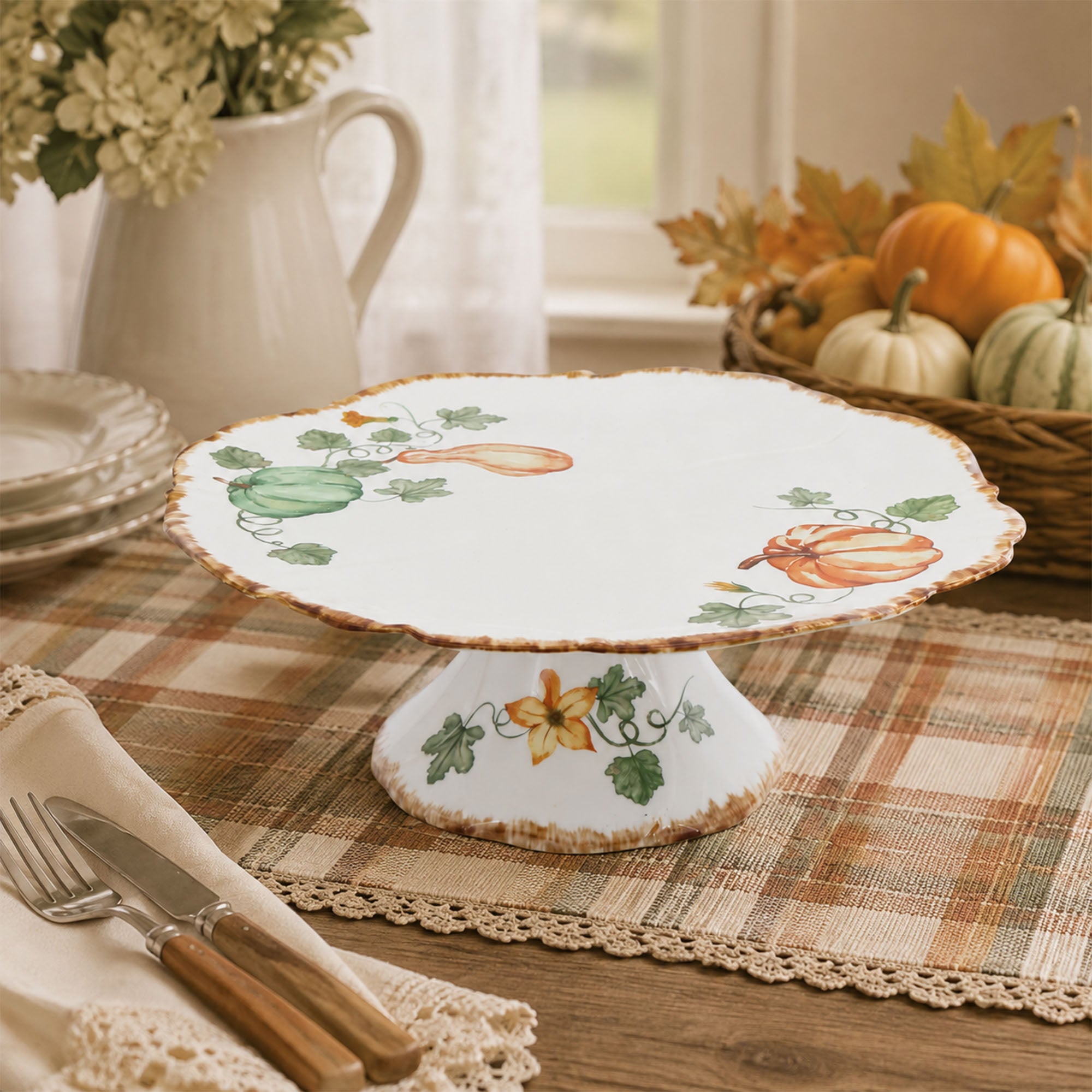 Donglin Homeware Gilded Harvest Collection Cake Plate 10.5-inch