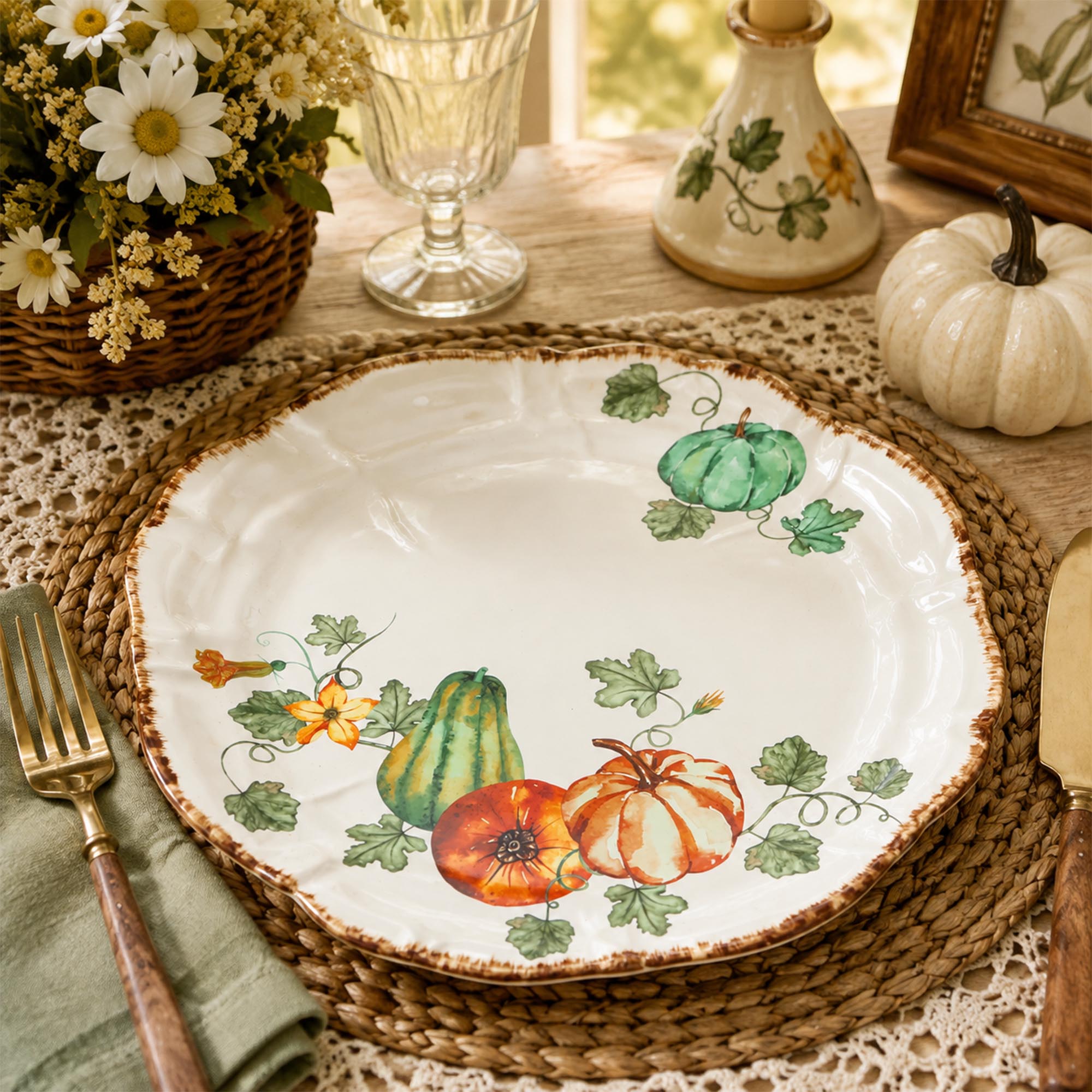 Donglin Homeware Gilded Harvest Collection Dinner Plate 14-inch