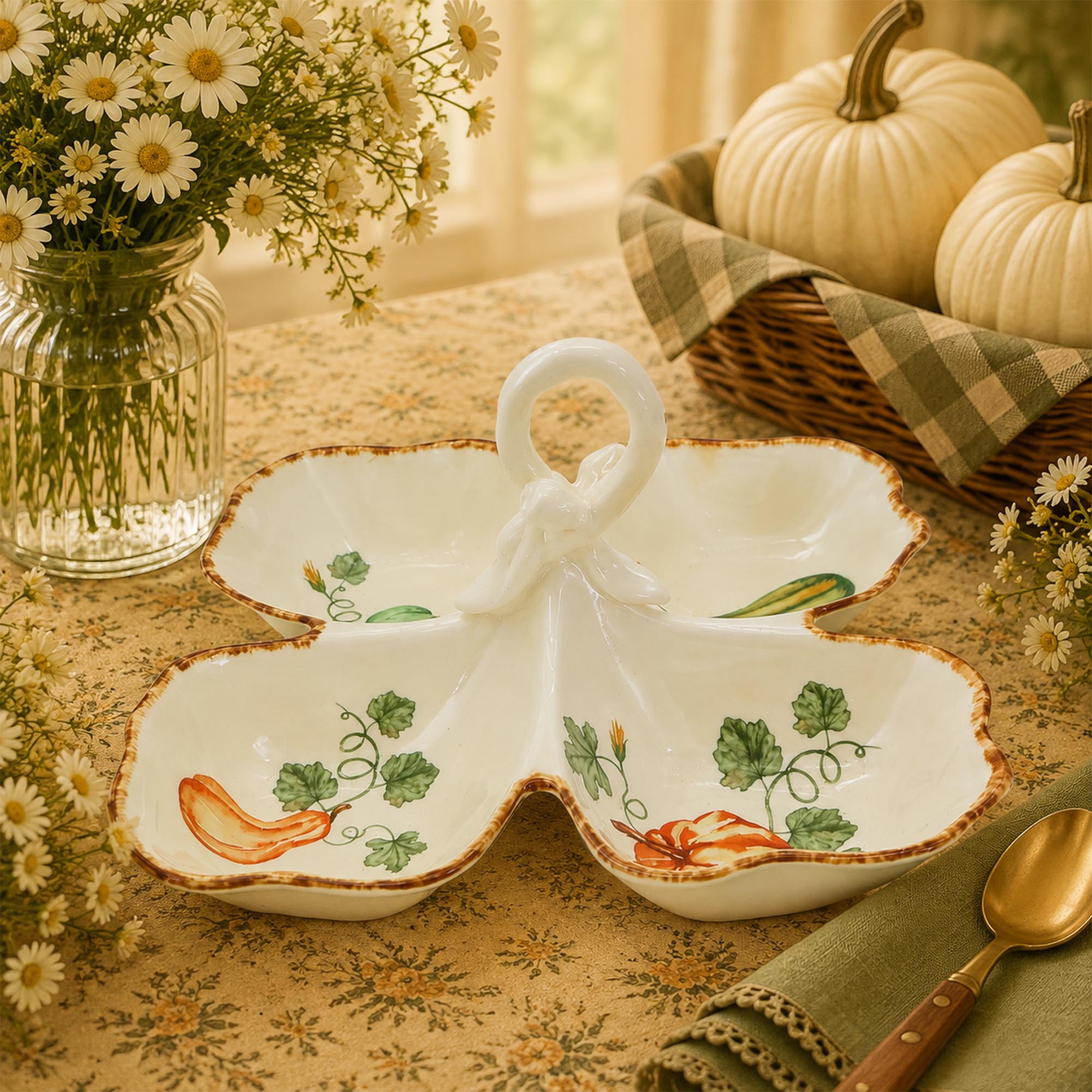 Donglin Homeware Gilded Harvest Collection Four Section Snack Dish
