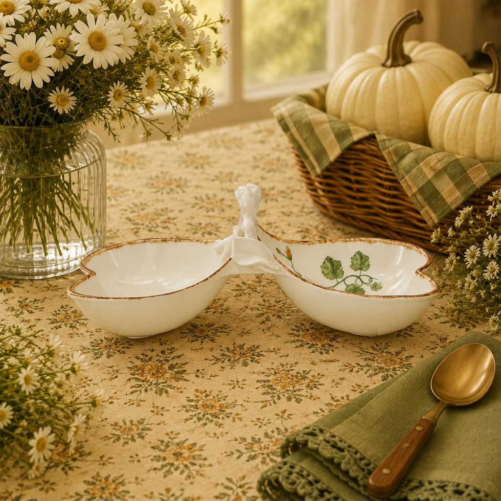 Donglin Homeware Gilded Harvest Collection Two Section Snack Dish
