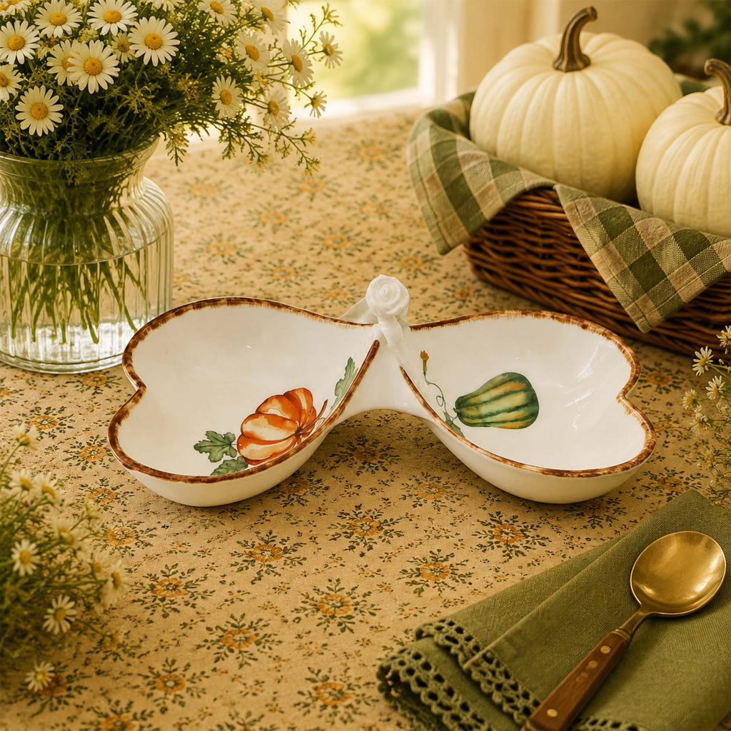 Donglin Homeware Gilded Harvest Collection Two Section Snack Dish