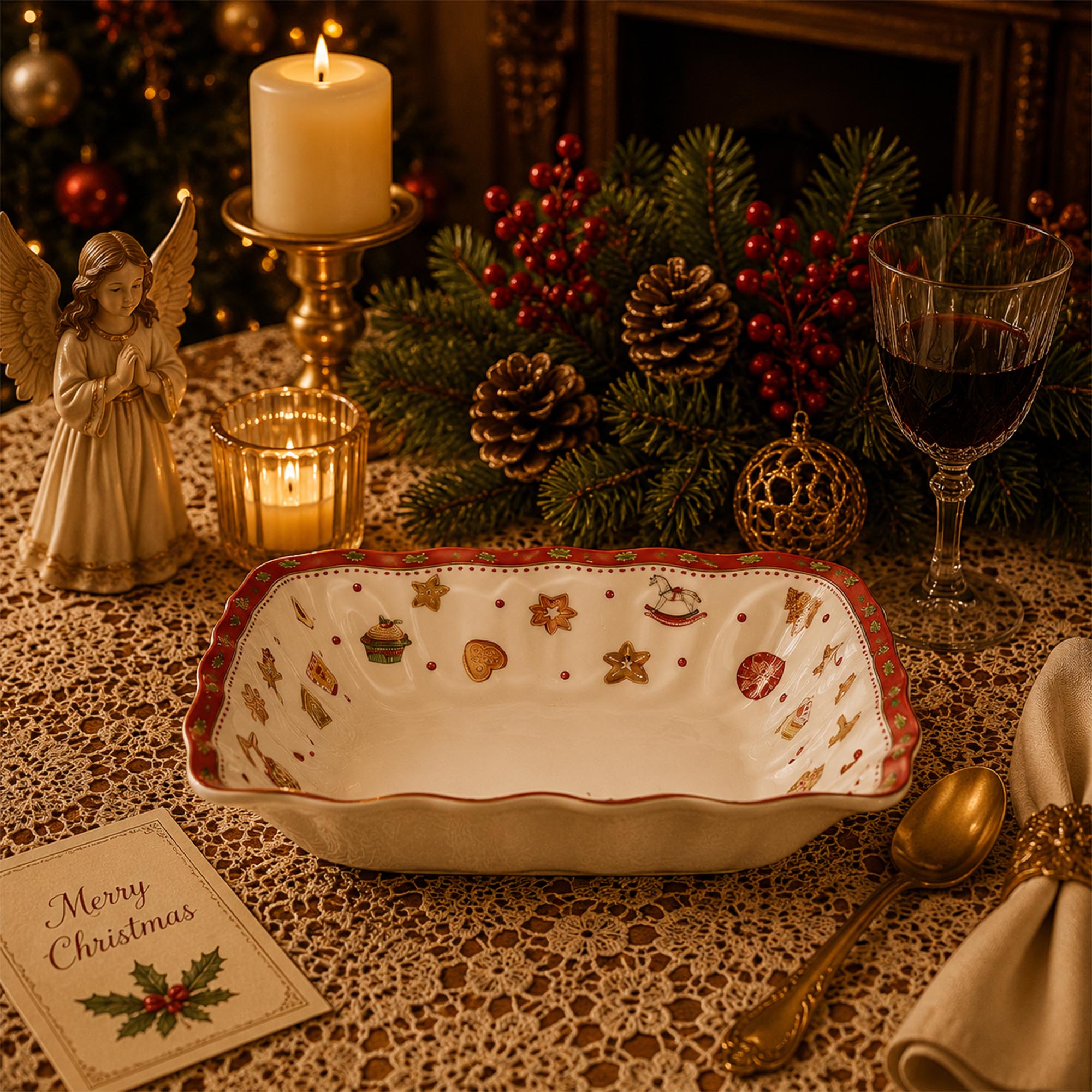 Donglin Homeware Gingerbread Christmas Collection Bowl 10.75-inch