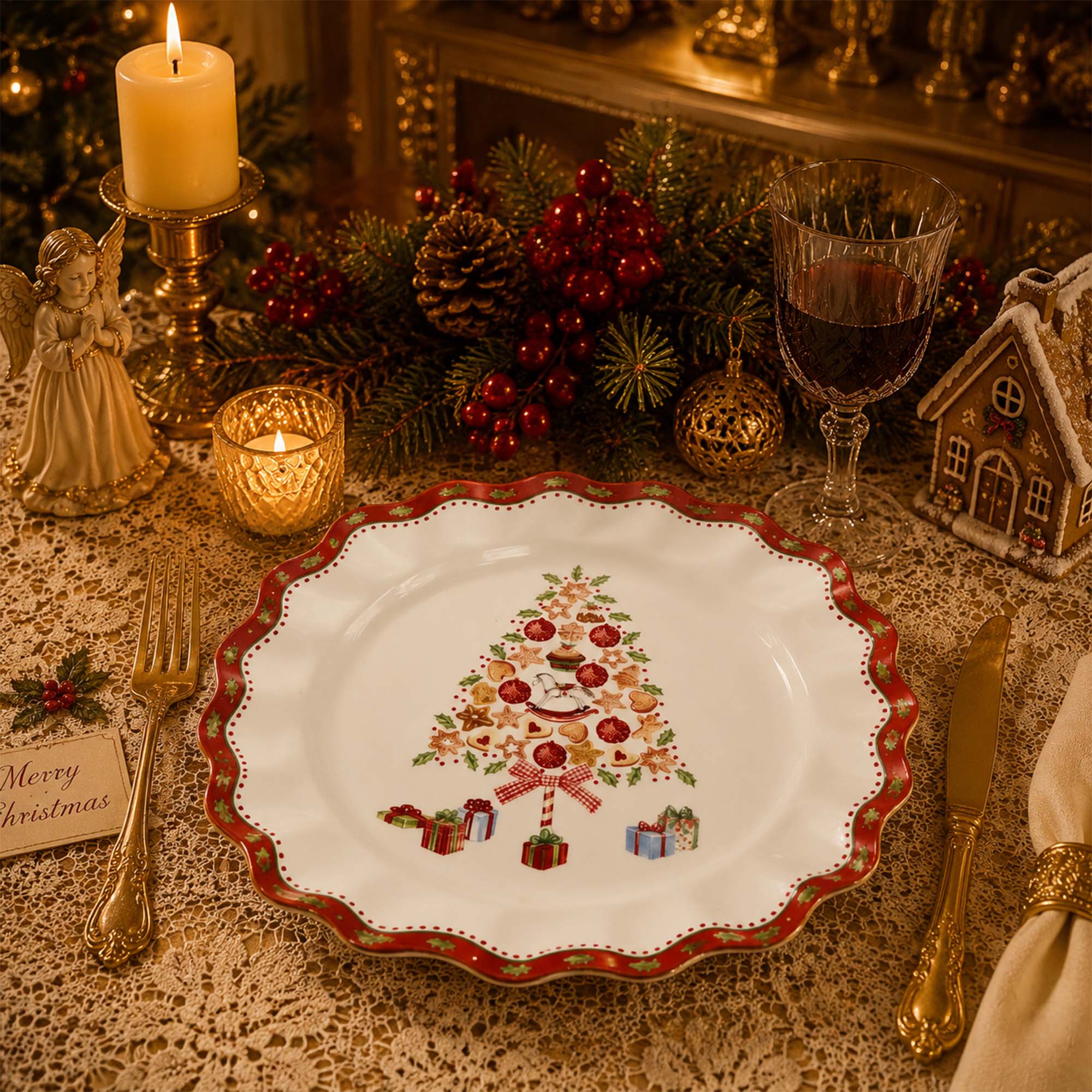Donglin Homeware Gingerbread Christmas Collection Dessert Plate 7.5-inch