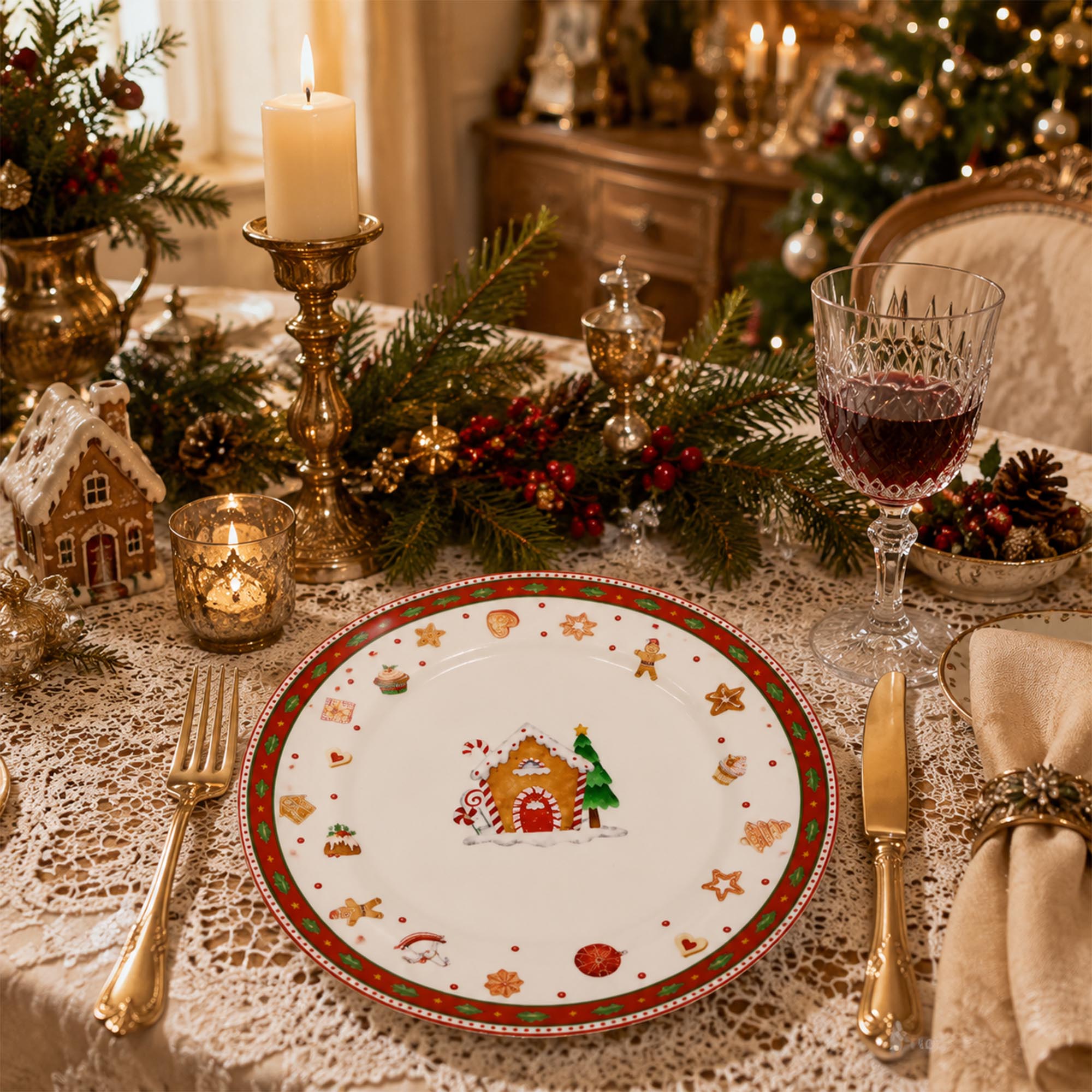 Donglin Homeware Gingerbread Christmas Collection Dessert Plate 8-inch