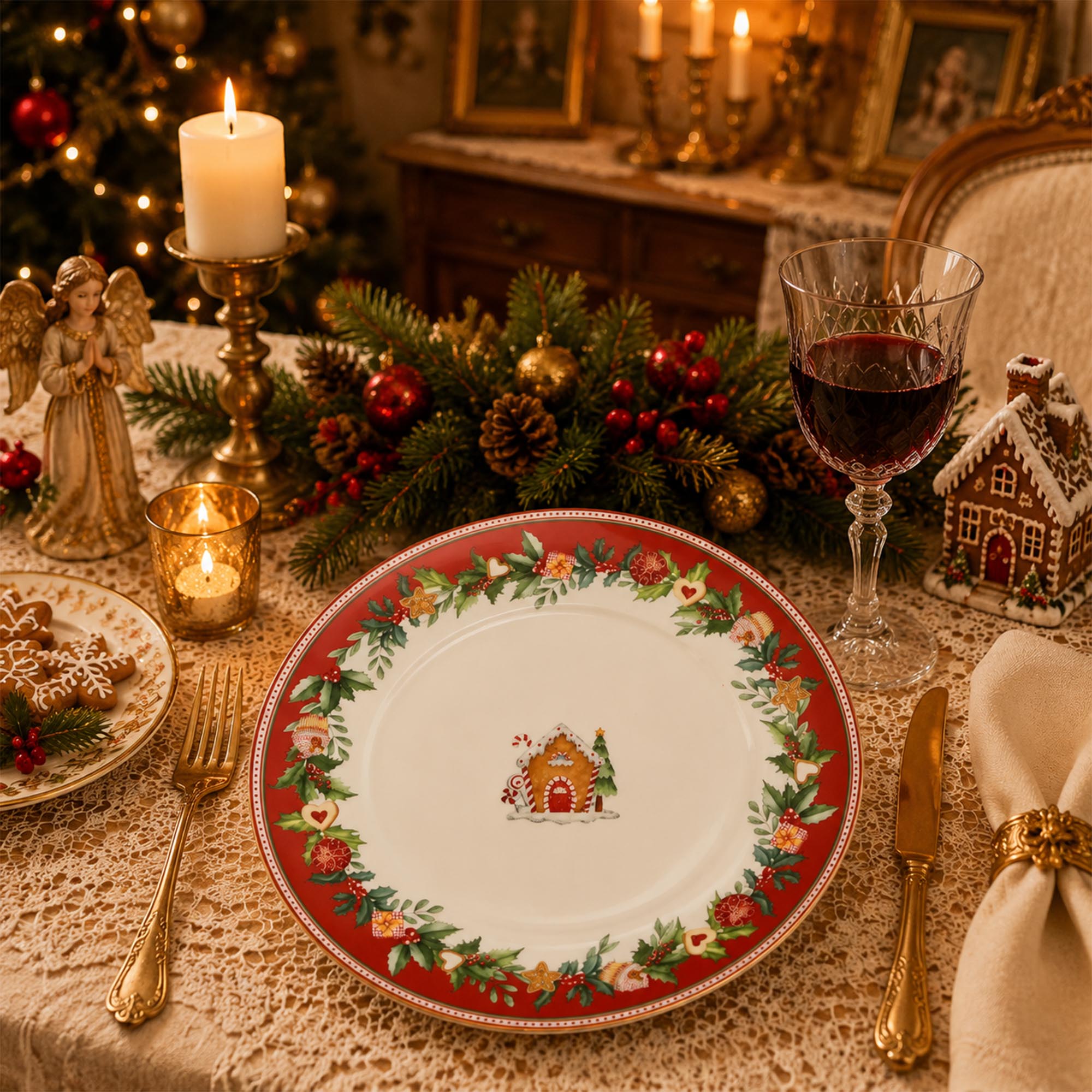 Donglin Homeware Gingerbread Christmas Collection Dinner Plate 10.5-inch
