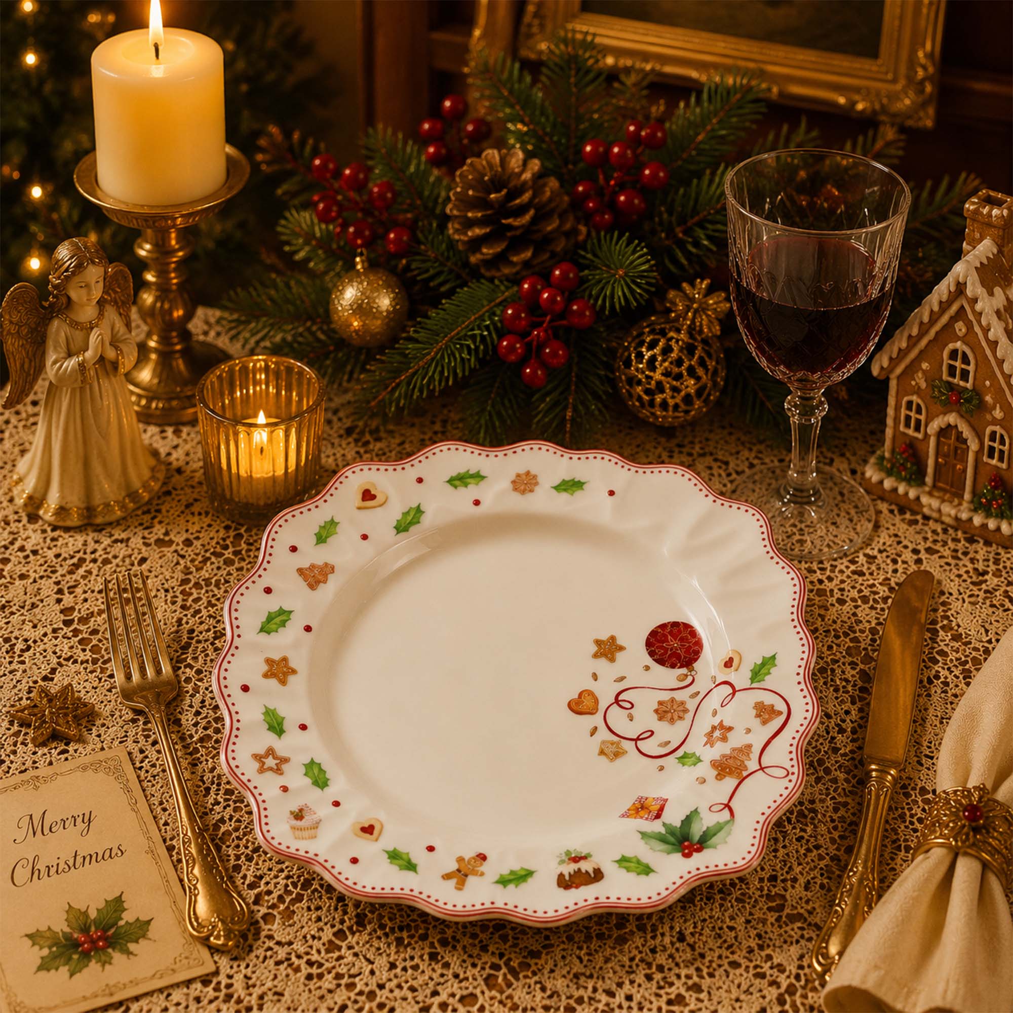Donglin Homeware Gingerbread Christmas Collection Soup Plate 10-inch