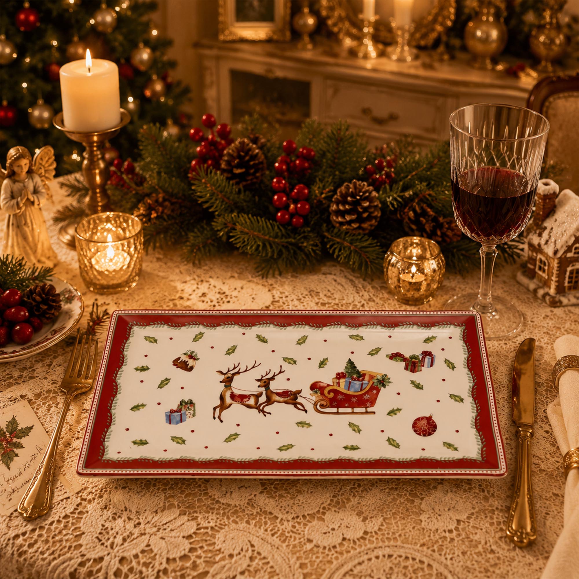 Donglin Homeware Gingerbread Christmas Collection Tray 12-inch