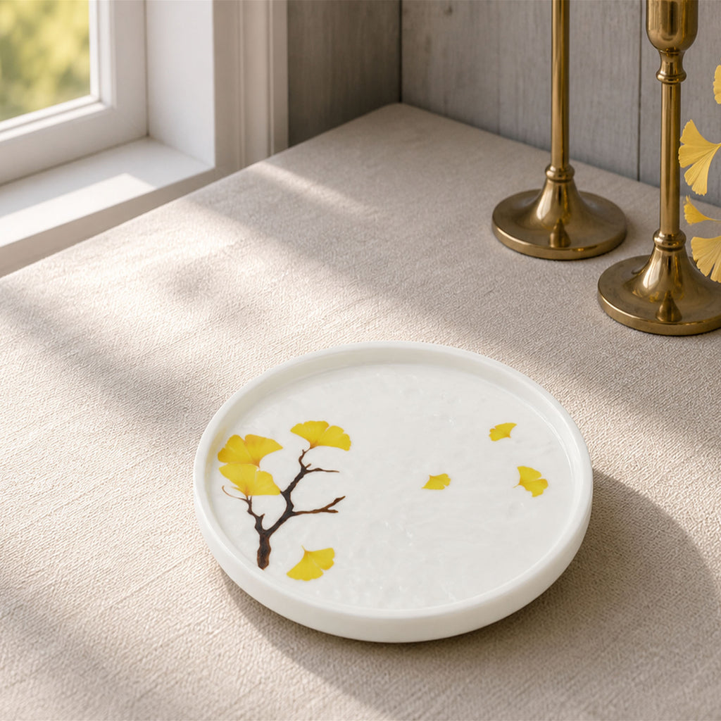 Donglin Homeware Ginkgo Leaf - Minimalist Style Ceramic Dessert Plate 7.5-inch
