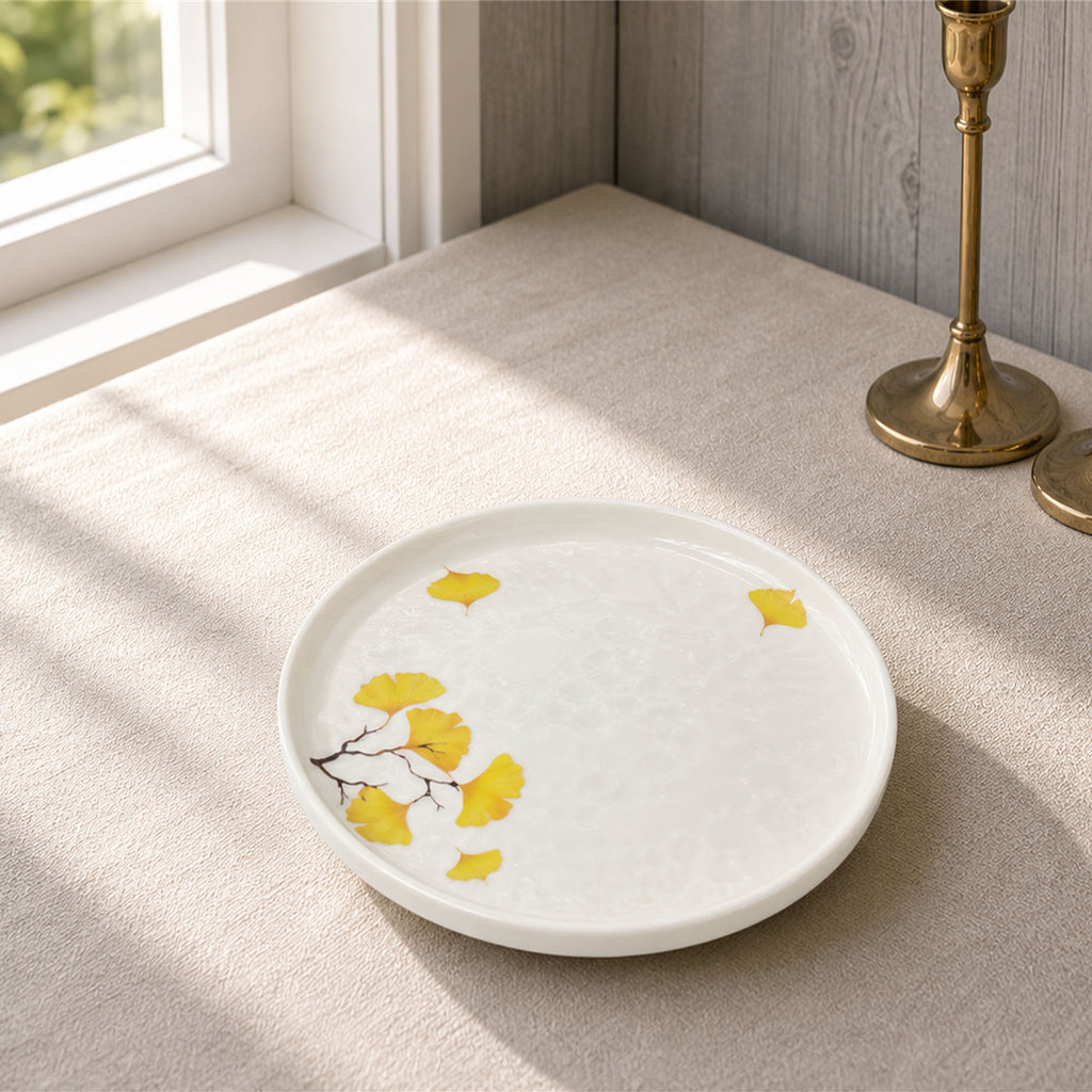 Donglin Homeware Ginkgo Leaf - Minimalist Style Ceramic Dessert Plate 9-inch