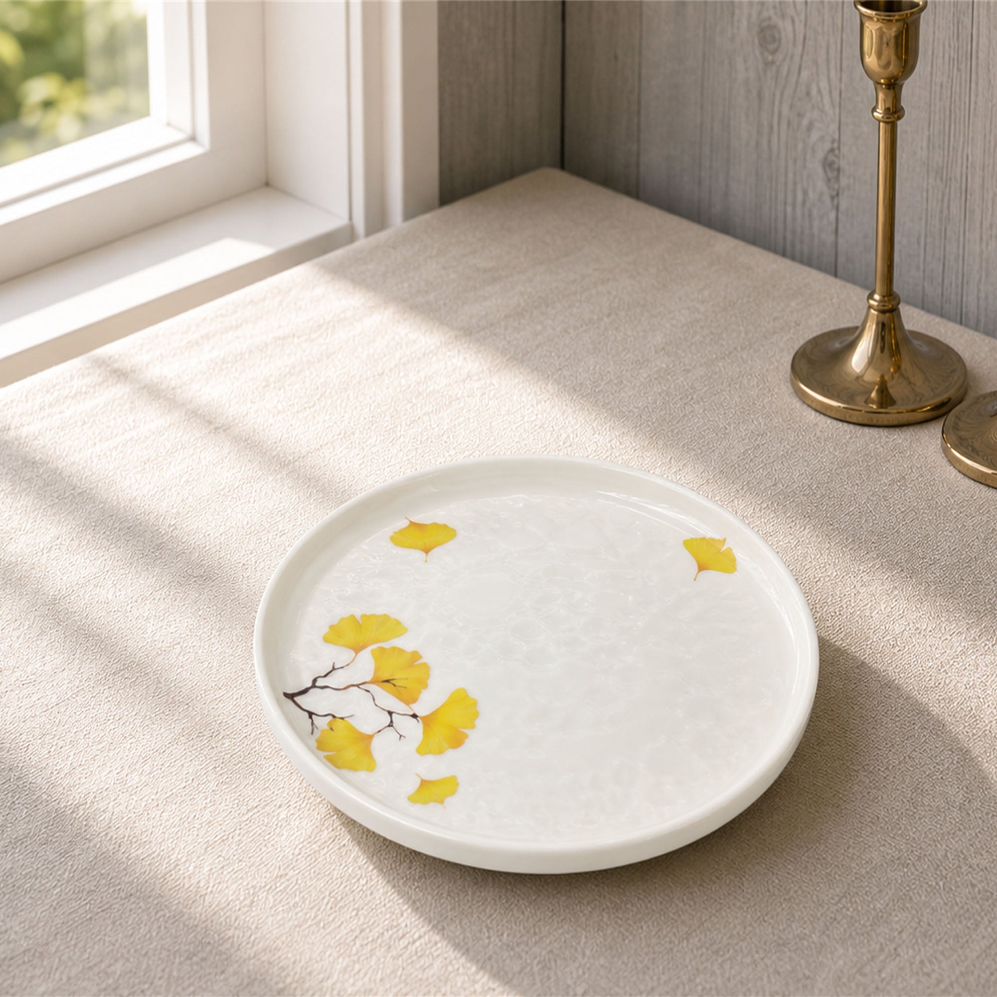 Donglin Homeware Ginkgo Leaf - Minimalist Style Ceramic Dessert Plate 9-inch