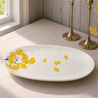 Donglin Homeware Ginkgo Leaf - Minimalist Style Ceramic Oval Rimmed Plate 11-inch