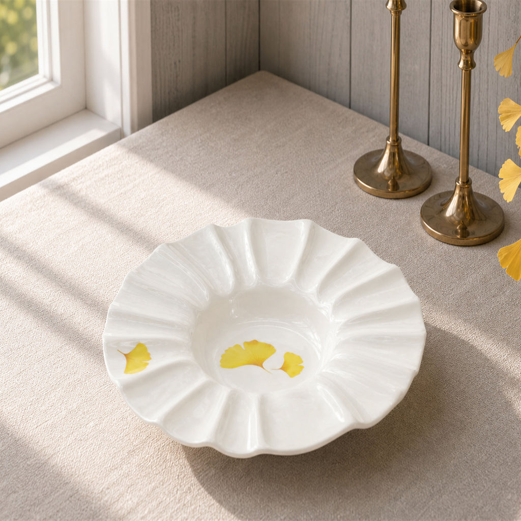 Donglin Homeware Ginkgo Leaf - Minimalist Style Ceramic Pasta Plate 10-inch