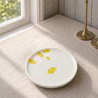Donglin Homeware Ginkgo Leaf - Minimalist Style Ceramic Rimmed Plate 8-inch