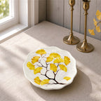 Donglin Homeware Ginkgo Leaf - Minimalist Style Ceramic Scalloped Plate 9-inch