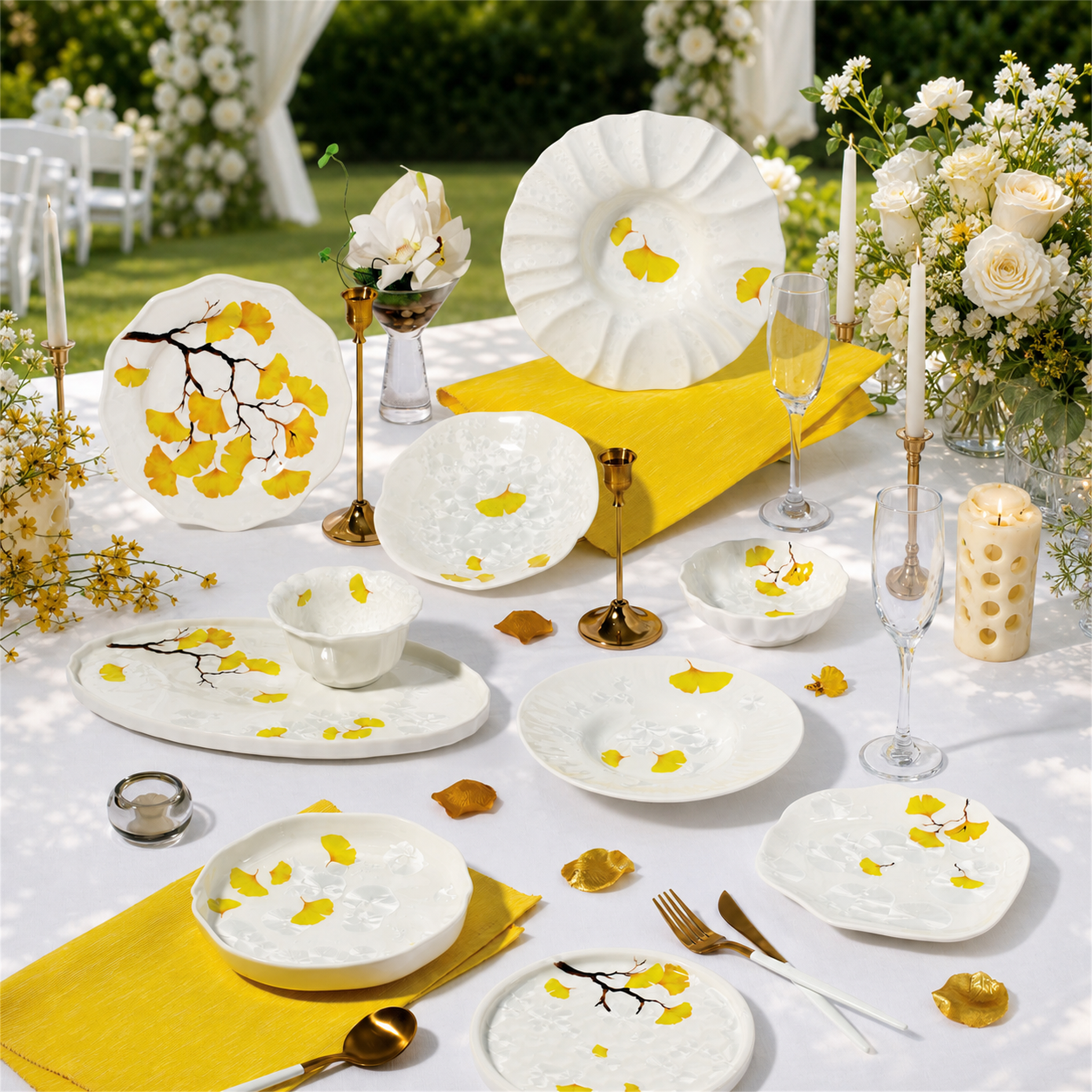 Donglin Homeware Ginkgo Leaf - Minimalist Style Ceramic Tableware