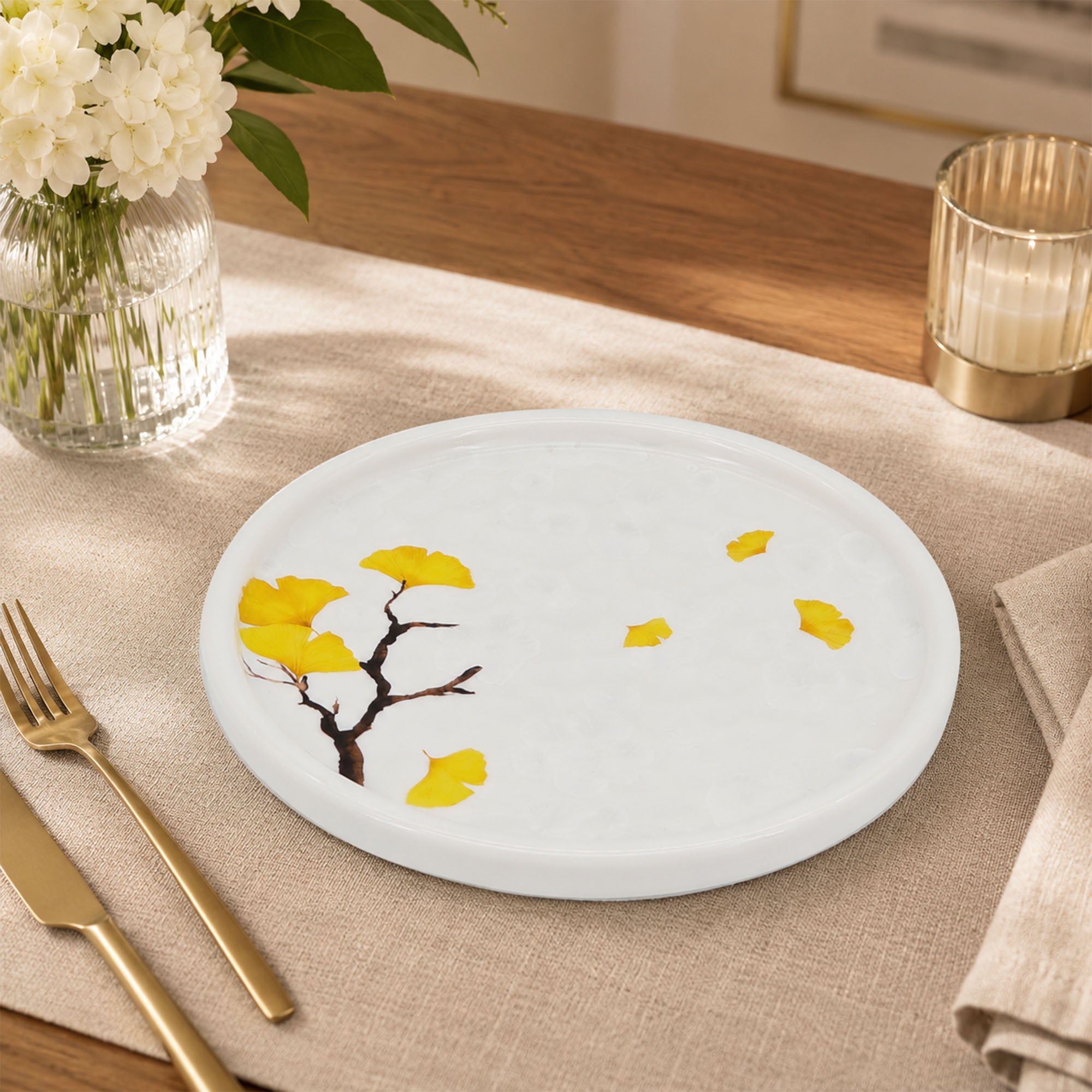 Donglin Homware Ginkgo Serenity Collection Dessert Plate 7.5-inch