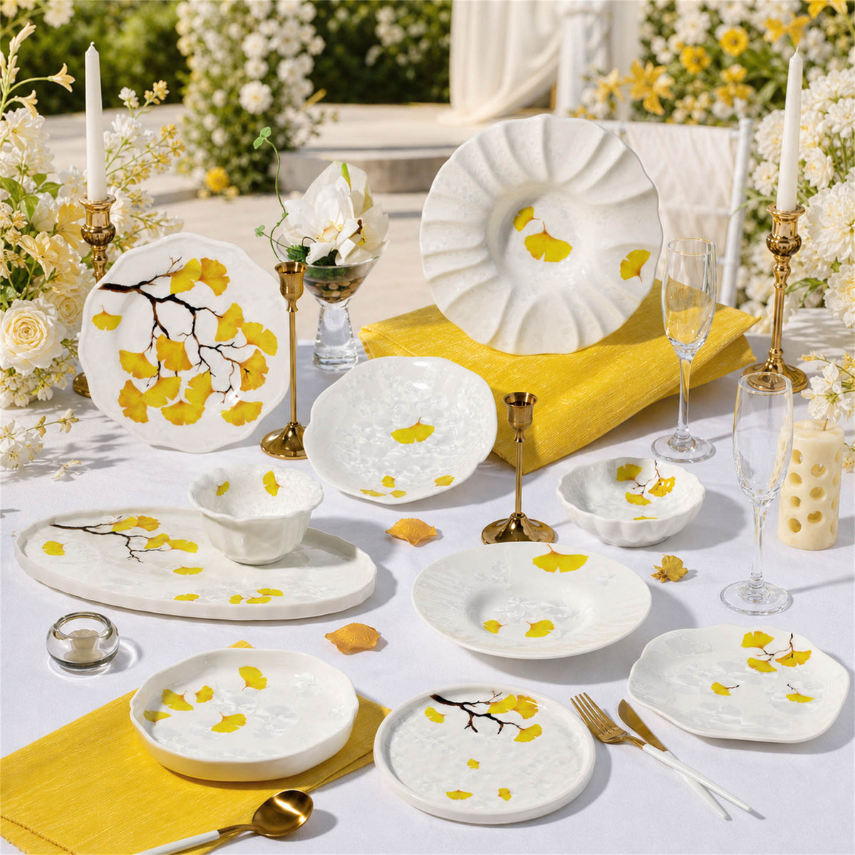 Donglin Homeware Ginkgo Serenity Collection Dinnerware Set | Wholesale & Custom OEM