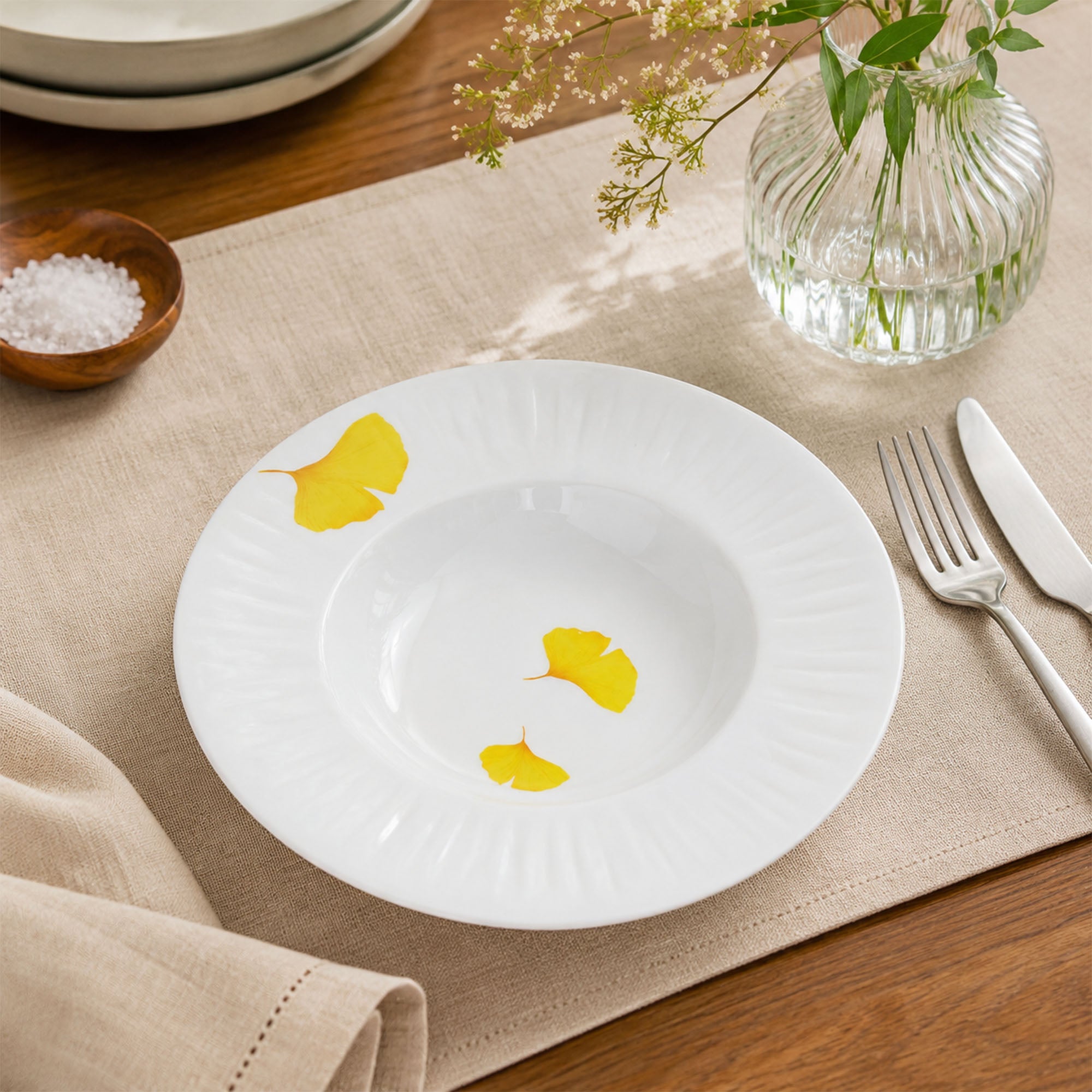 Donglin Homeware Ginkgo Serenity Collection Pasta Plate 9-inch