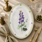 Donglin Homeware Herb - Natural Style Botanical Series Aconite 12-inch Oval Plate