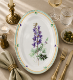 Donglin Homeware Herb - Natural Style Botanical Series Aconite 12-inch Oval Plate